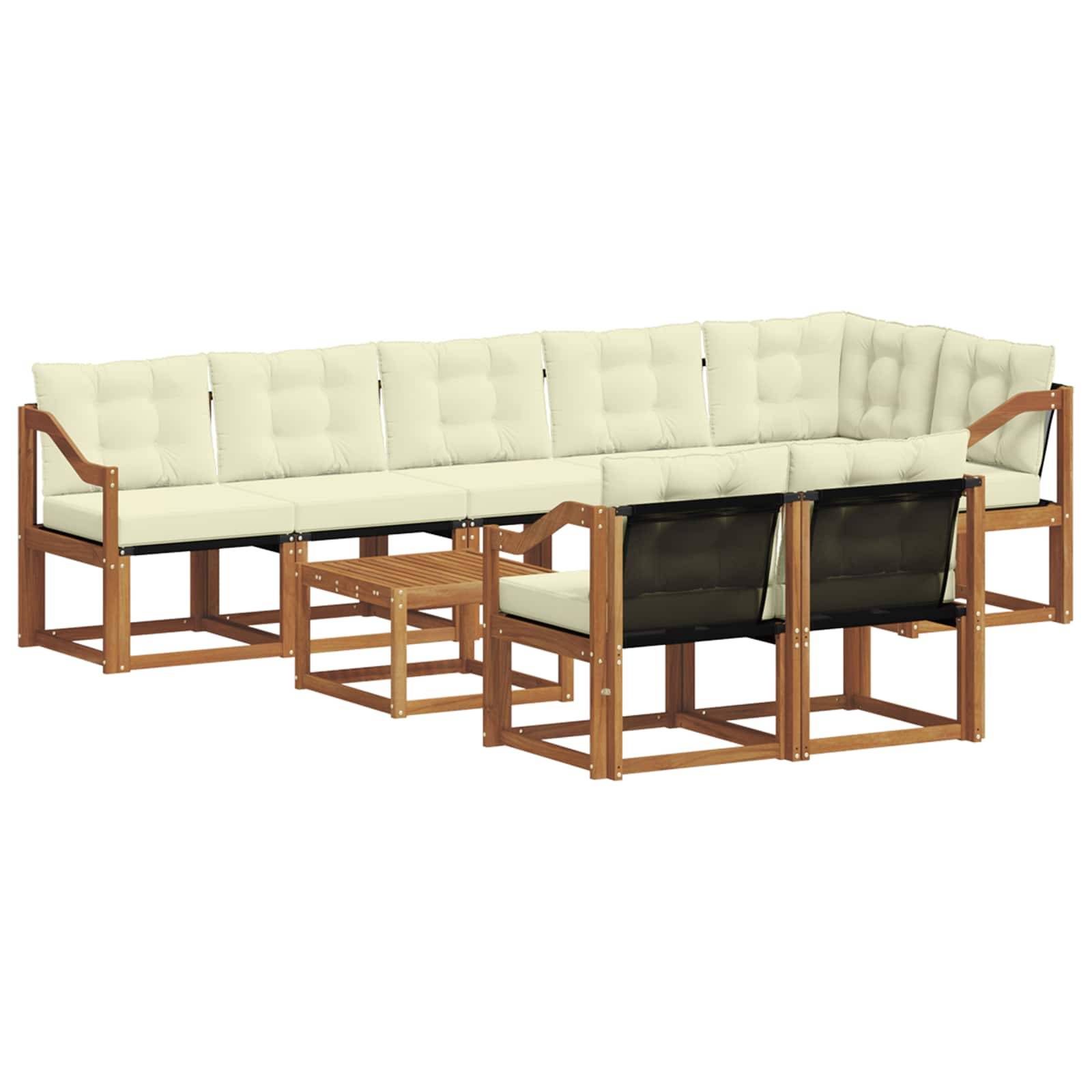 vidaXL Outdoor-Sofagarnitur mit Kissen 9 pcs Natur und Creme