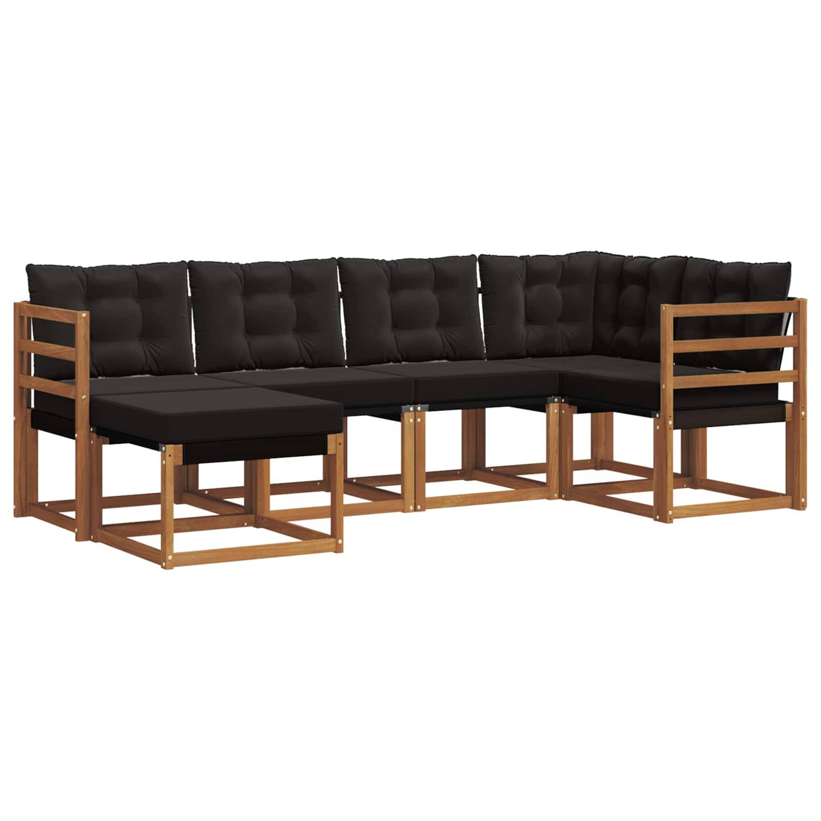 vidaXL Outdoor-Sofagarnitur mit Kissen 6 pcs Natürlich und Schwarz