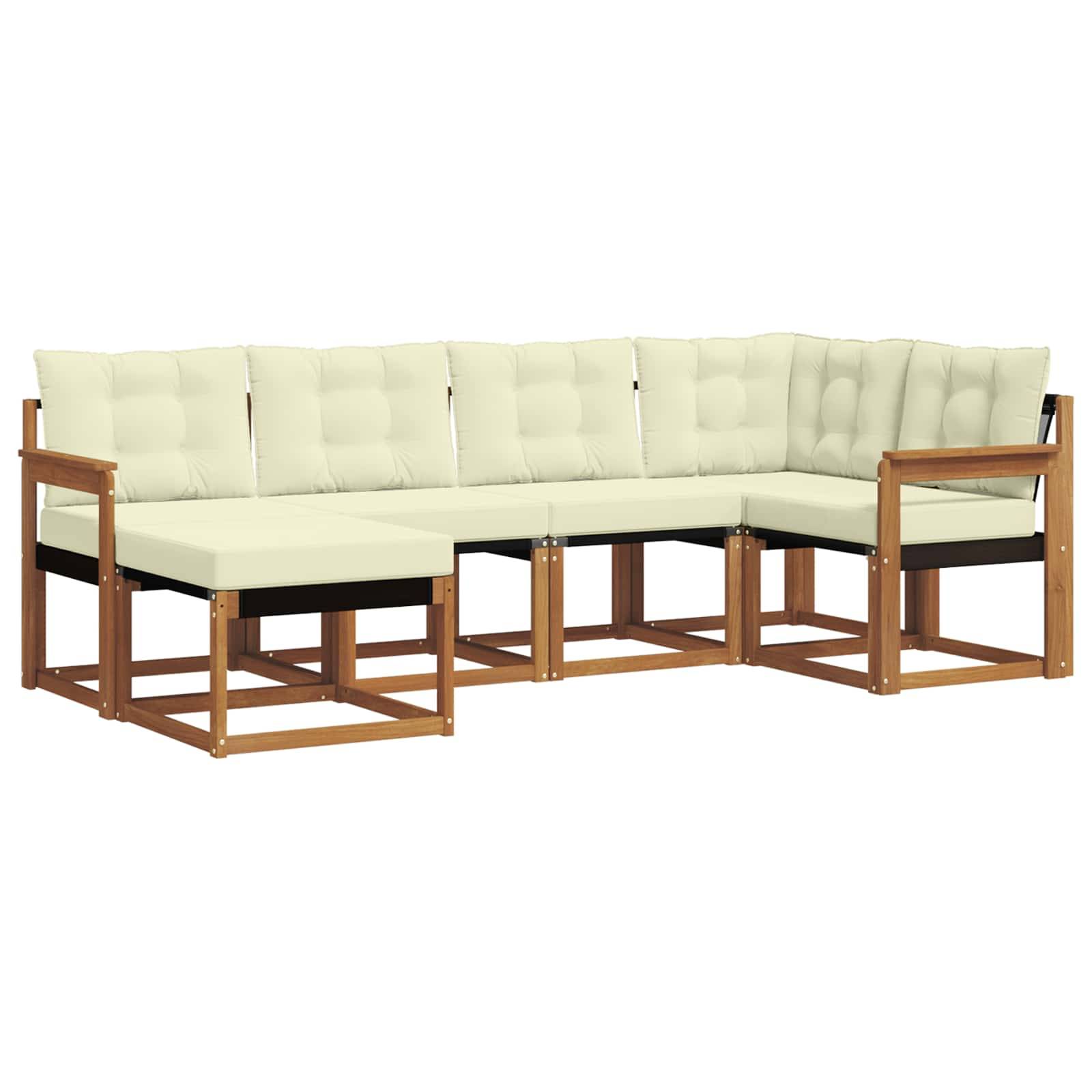 vidaXL Outdoor-Sofagarnitur mit Kissen 6 pcs Natur und Creme