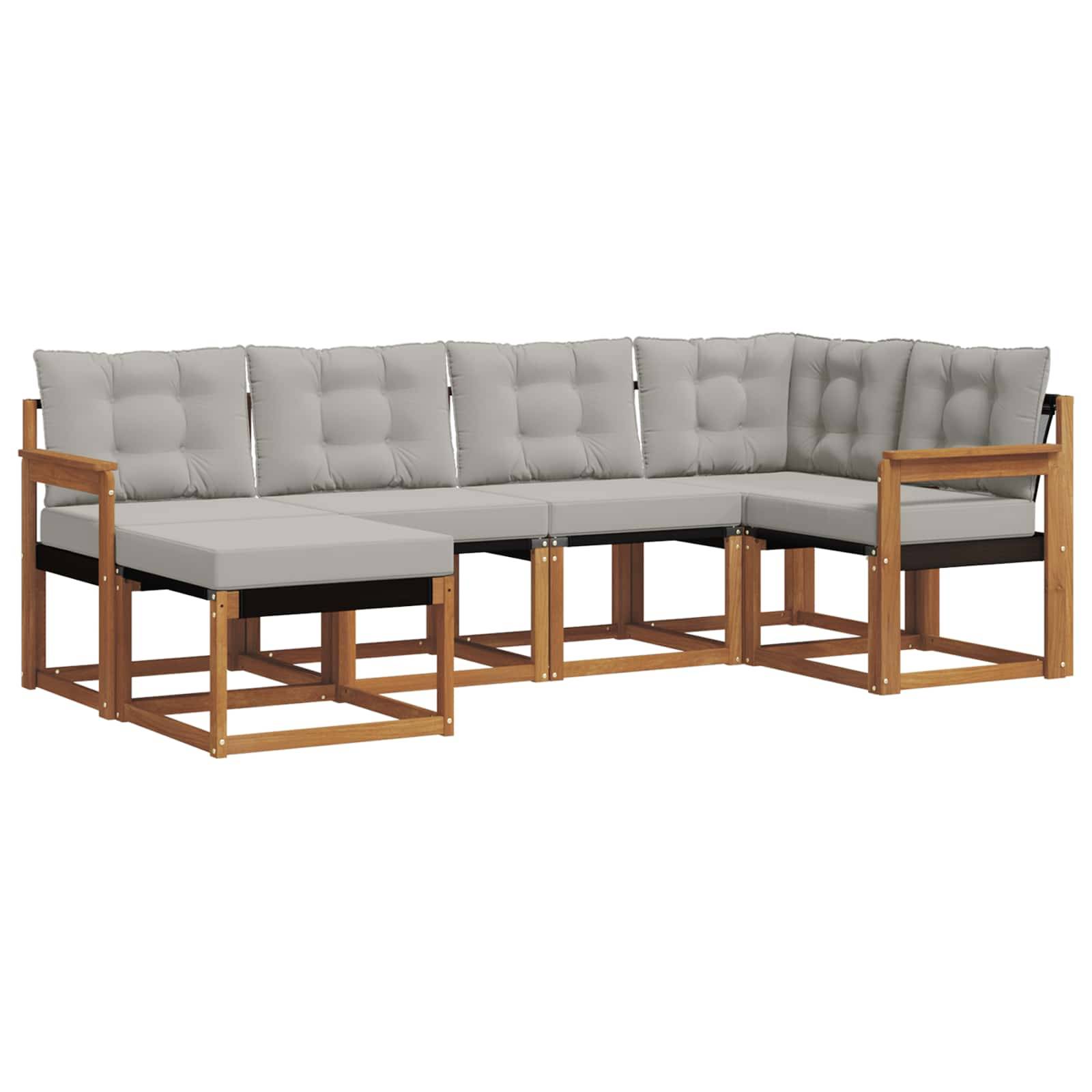 vidaXL Outdoor-Sofagarnitur mit Kissen 6 pcs Natürlich und Hellgrau