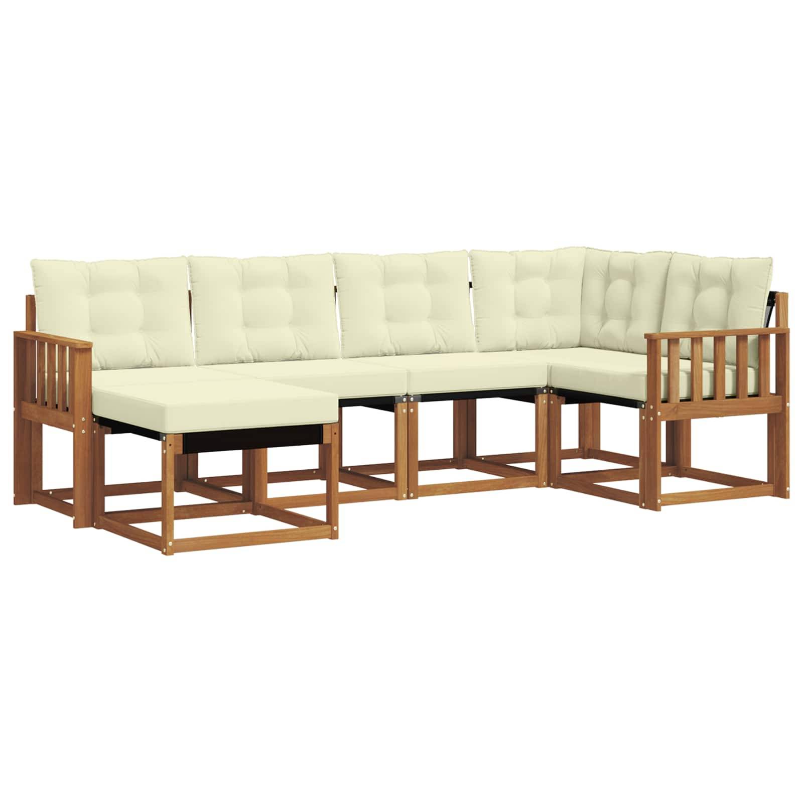 vidaXL Outdoor-Sofagarnitur mit Kissen 6 pcs Natur und Creme