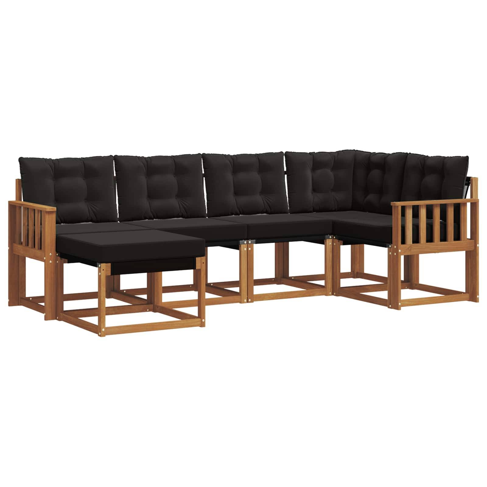vidaXL Outdoor-Sofagarnitur mit Kissen 6 pcs Natürlich und Schwarz