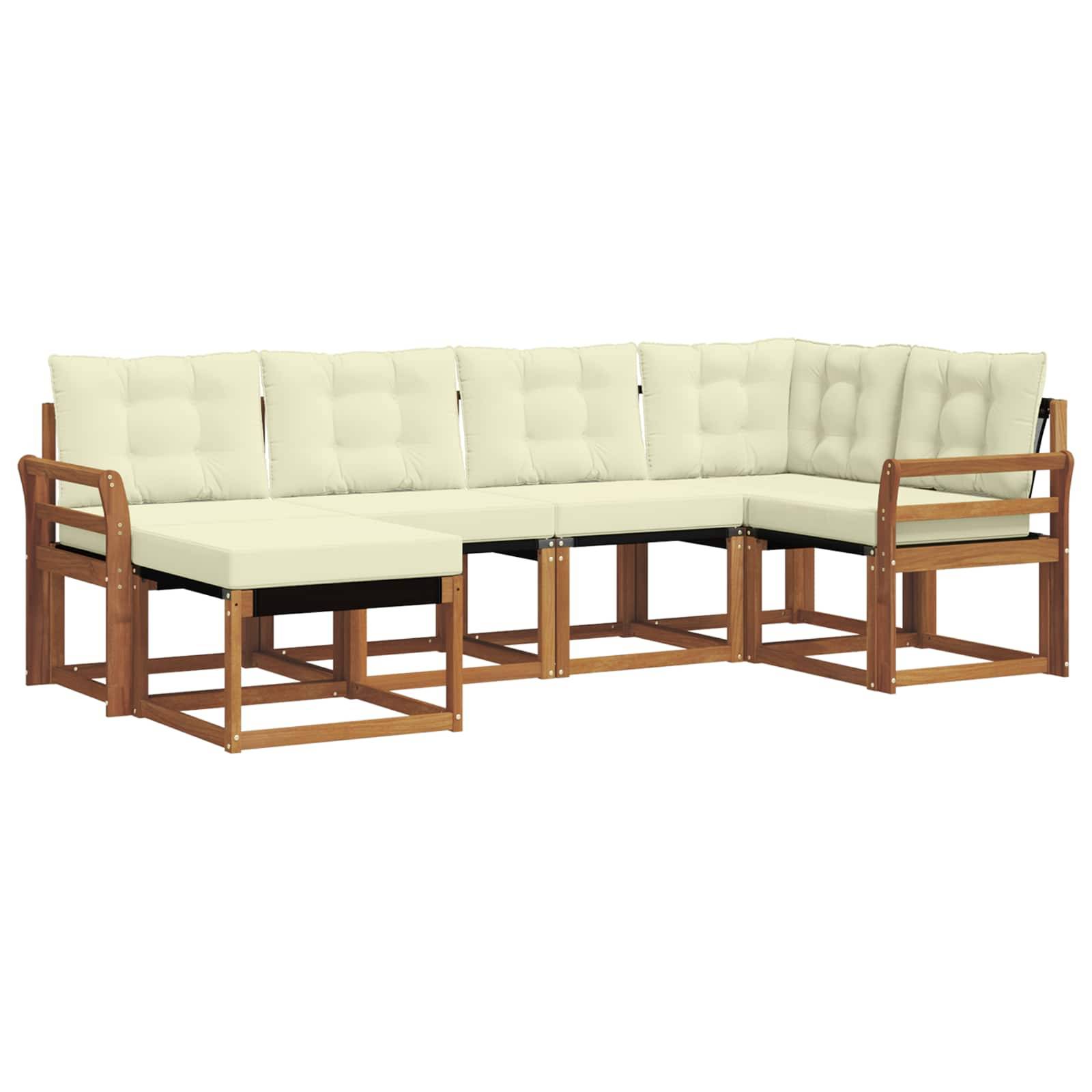 vidaXL Outdoor-Sofagarnitur mit Kissen 6 pcs Natur und Creme