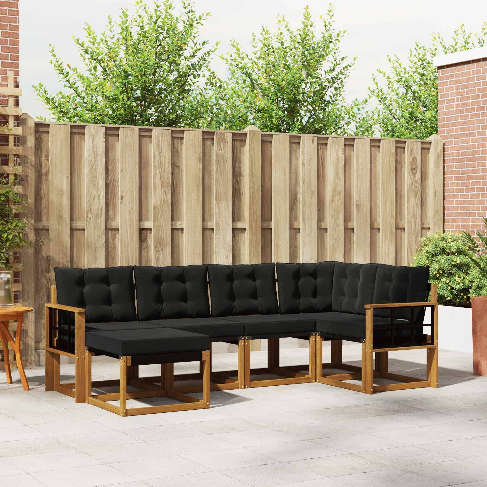 vidaXL Outdoor-Sofagarnitur mit Kissen 6 pcs Natürlich und Schwarz
