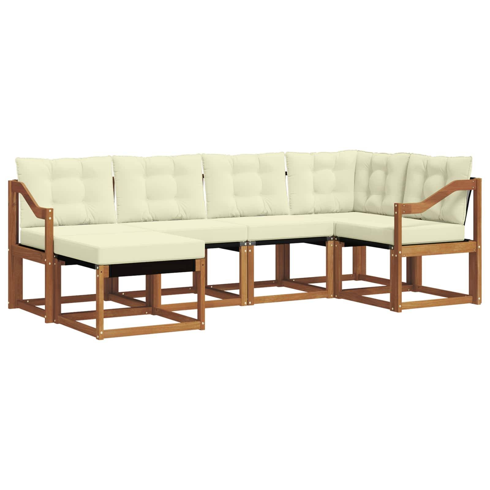 vidaXL Outdoor-Sofagarnitur mit Kissen 6 pcs Natur und Creme
