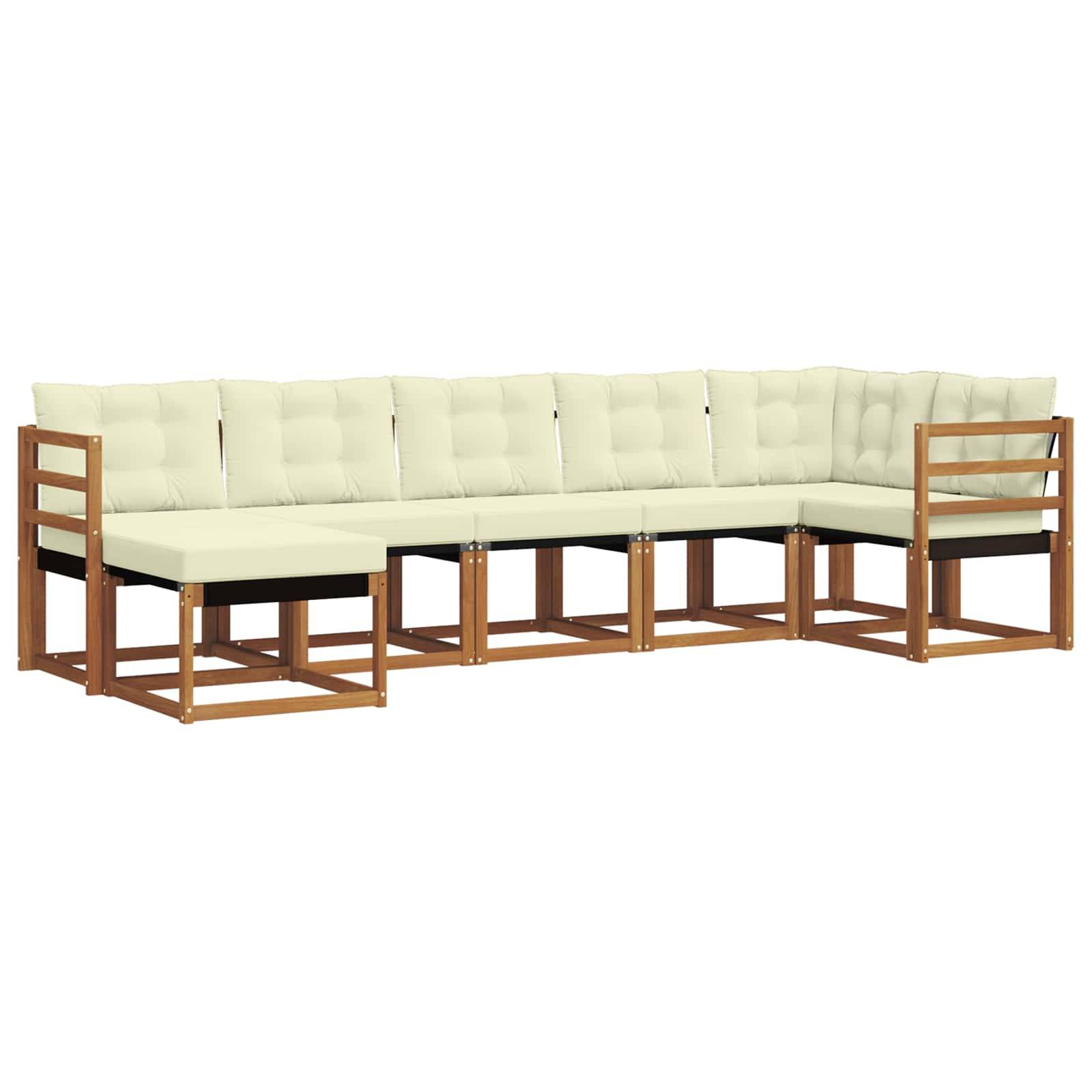vidaXL Outdoor-Sofagarnitur mit Kissen 7 pcs Natur und Creme