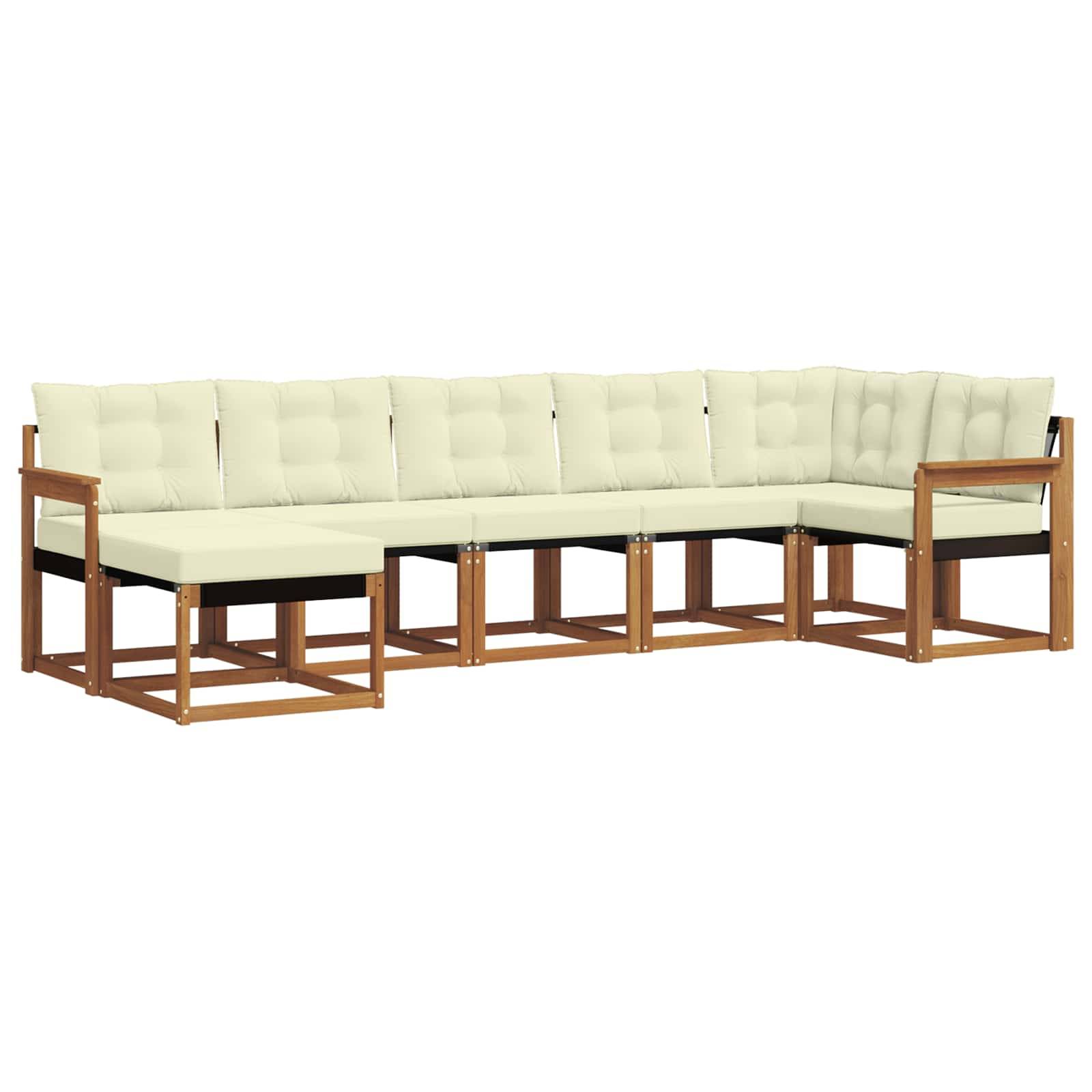 vidaXL Outdoor-Sofagarnitur mit Kissen 7 pcs Natur und Creme