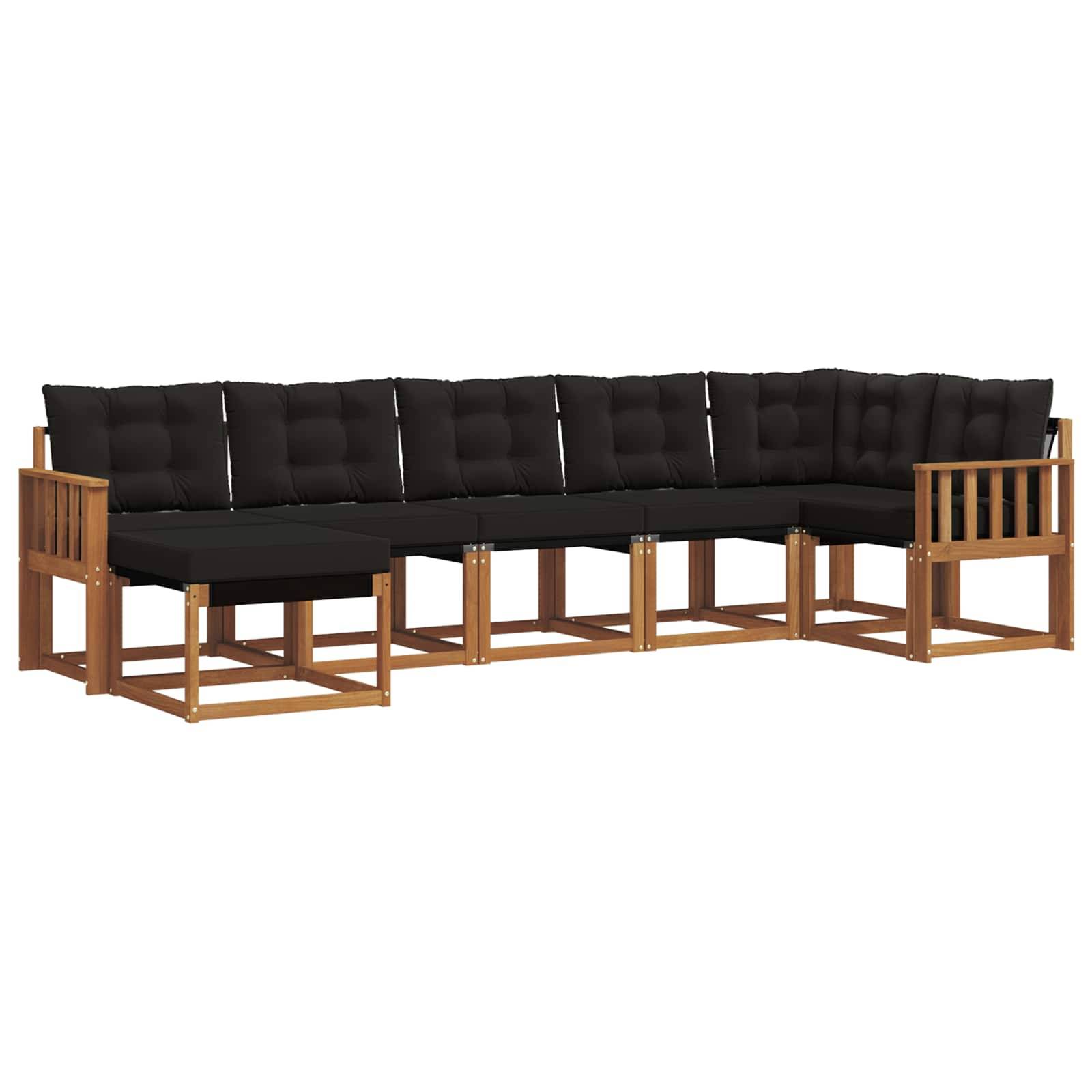 vidaXL Outdoor-Sofagarnitur mit Kissen 7 pcs Natürlich und Schwarz