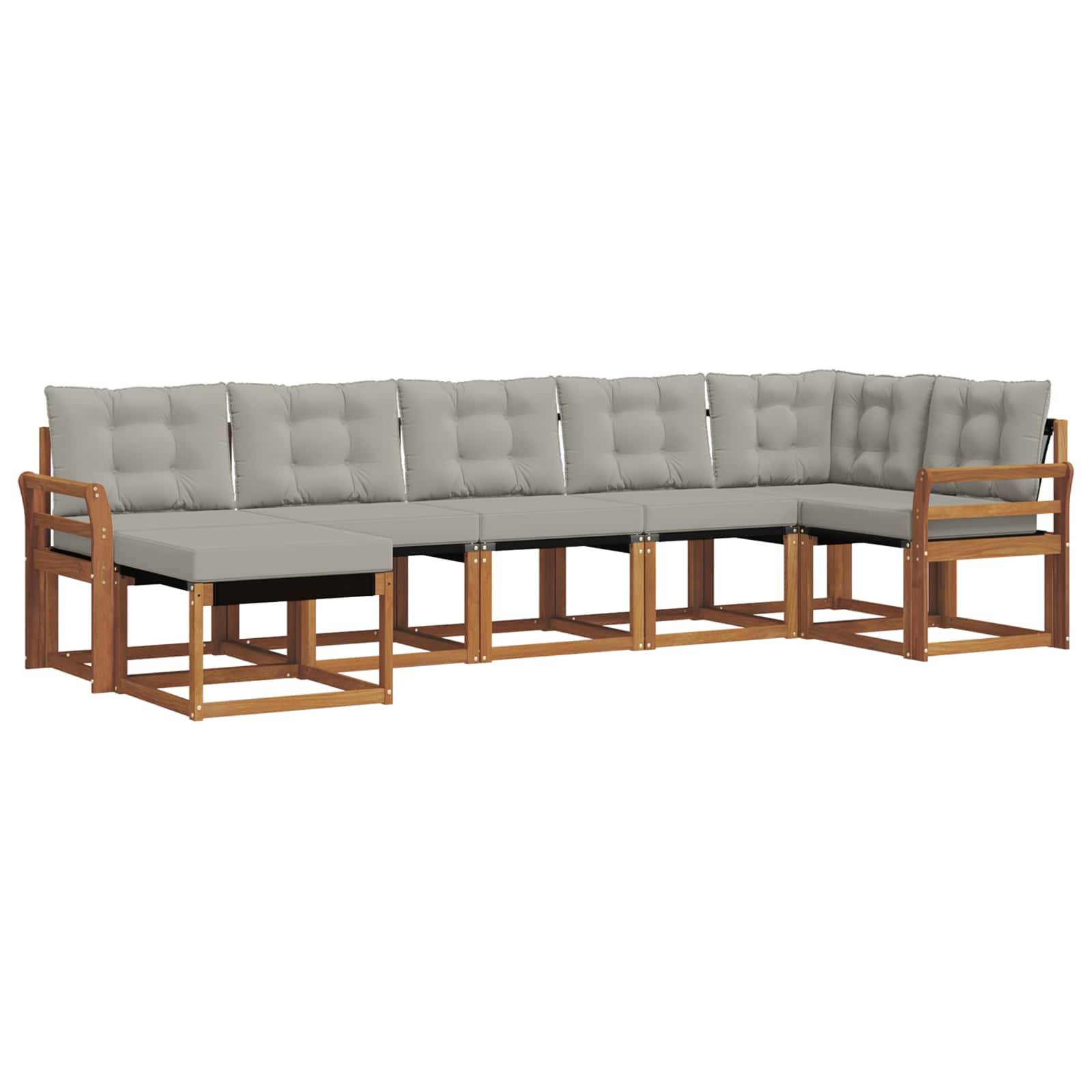 vidaXL Outdoor-Sofagarnitur mit Kissen 7 pcs Natürlich und Hellgrau
