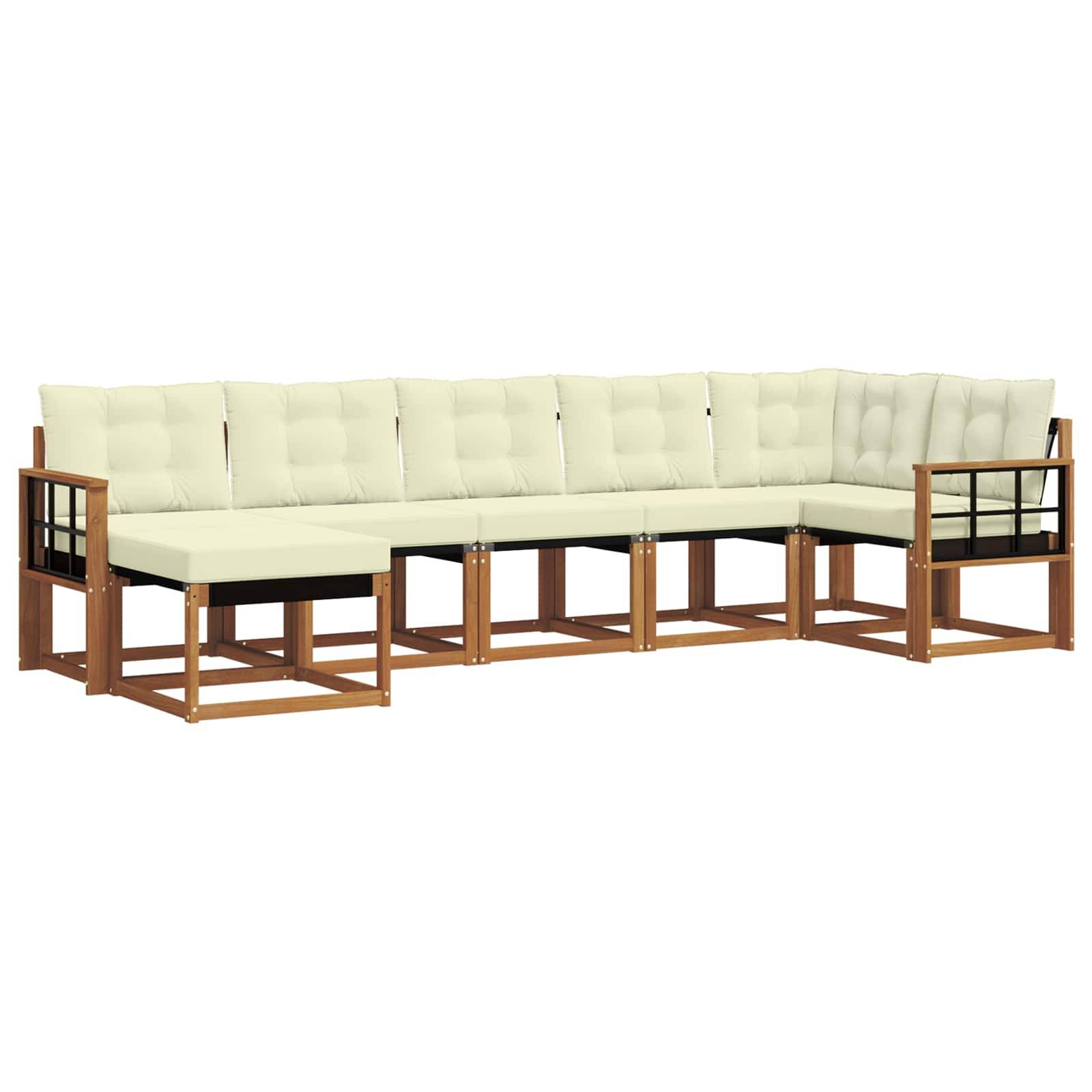 vidaXL Outdoor-Sofagarnitur mit Kissen 7 pcs Natur und Creme