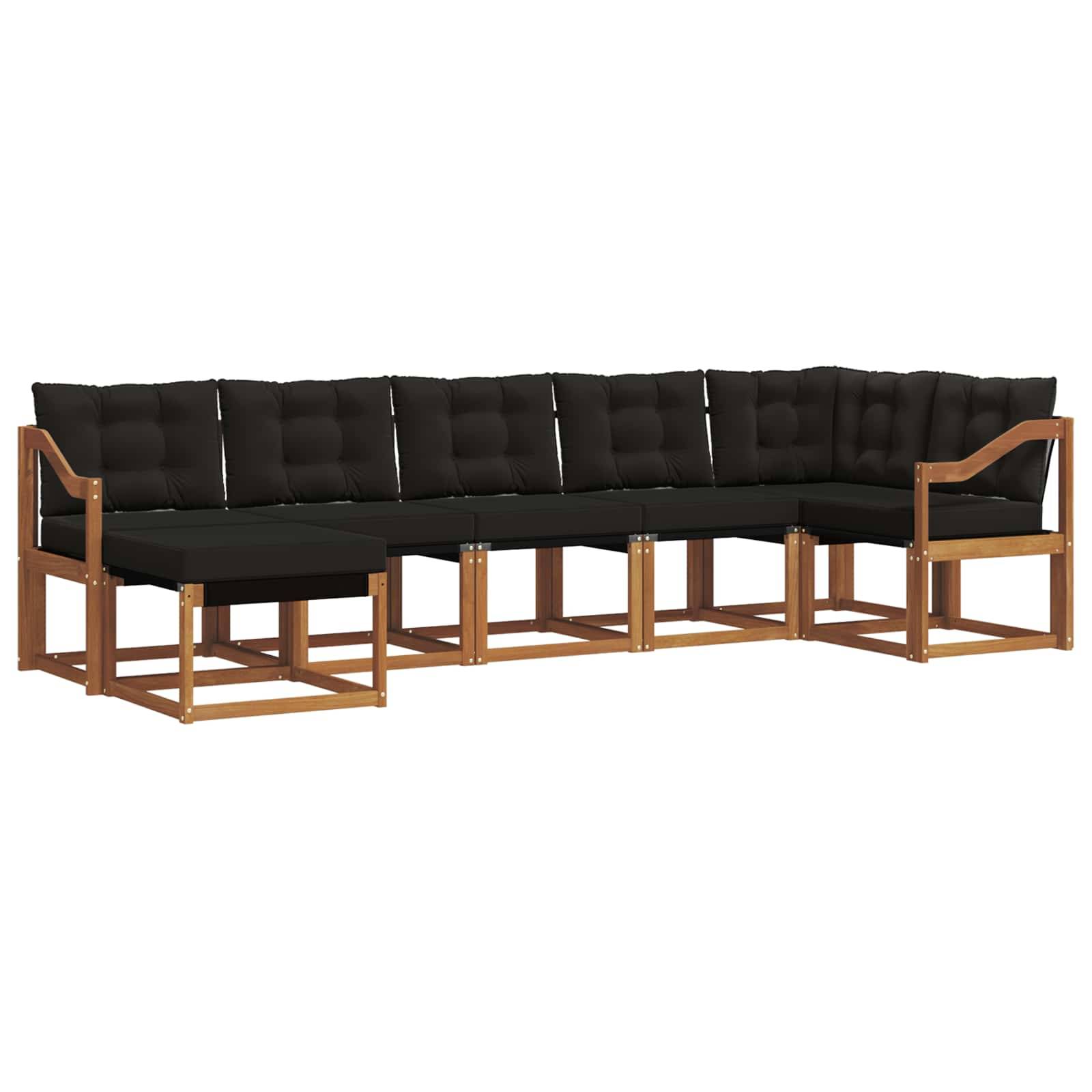 vidaXL Outdoor-Sofagarnitur mit Kissen 7 pcs Natürlich und Schwarz