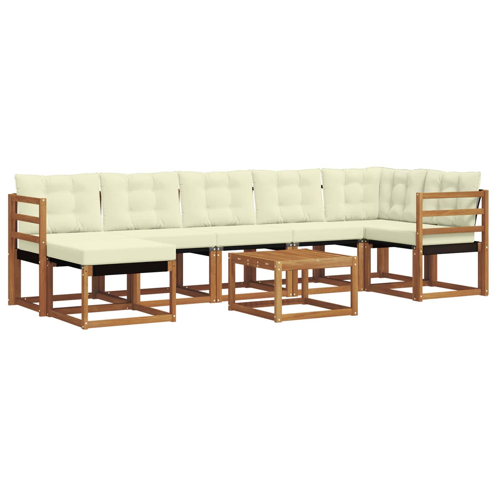 vidaXL Outdoor-Sofagarnitur mit Kissen 8 pcs Natur und Creme