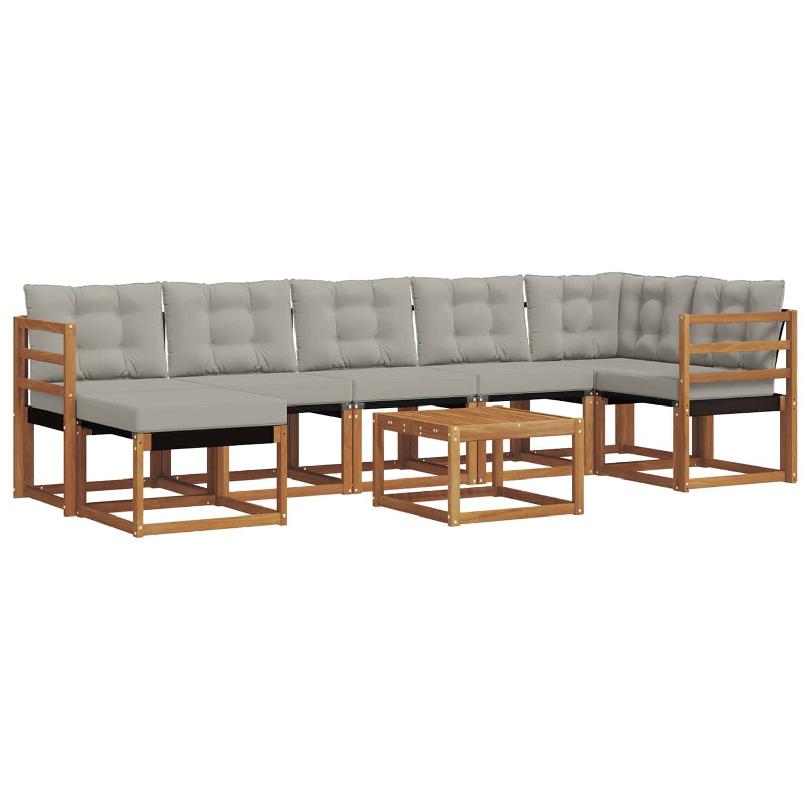 vidaXL Outdoor-Sofagarnitur mit Kissen 8 pcs Natürlich und Hellgrau