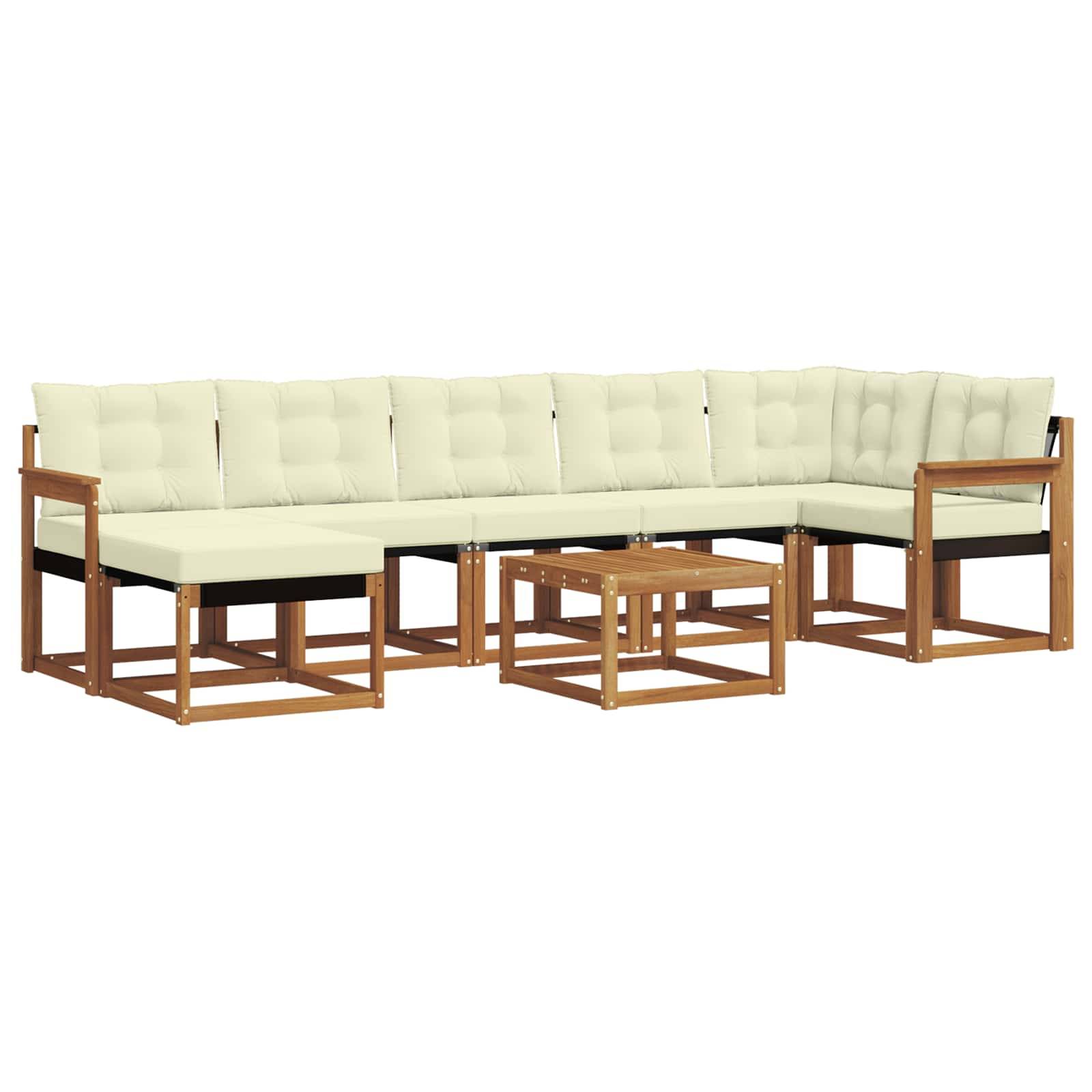 vidaXL Outdoor-Sofagarnitur mit Kissen 8 pcs Natur und Creme