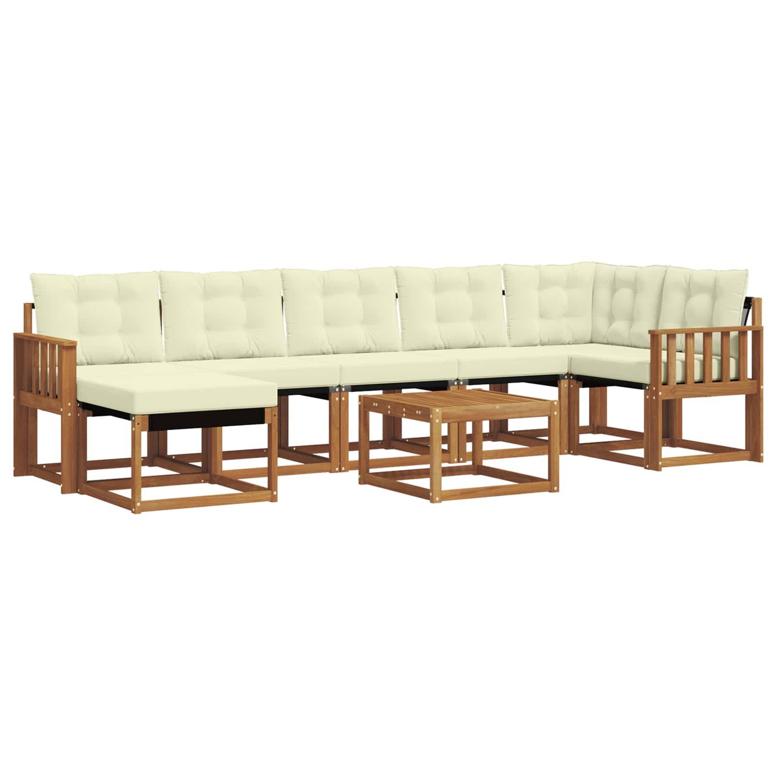 vidaXL Outdoor-Sofagarnitur mit Kissen 8 pcs Natur und Creme
