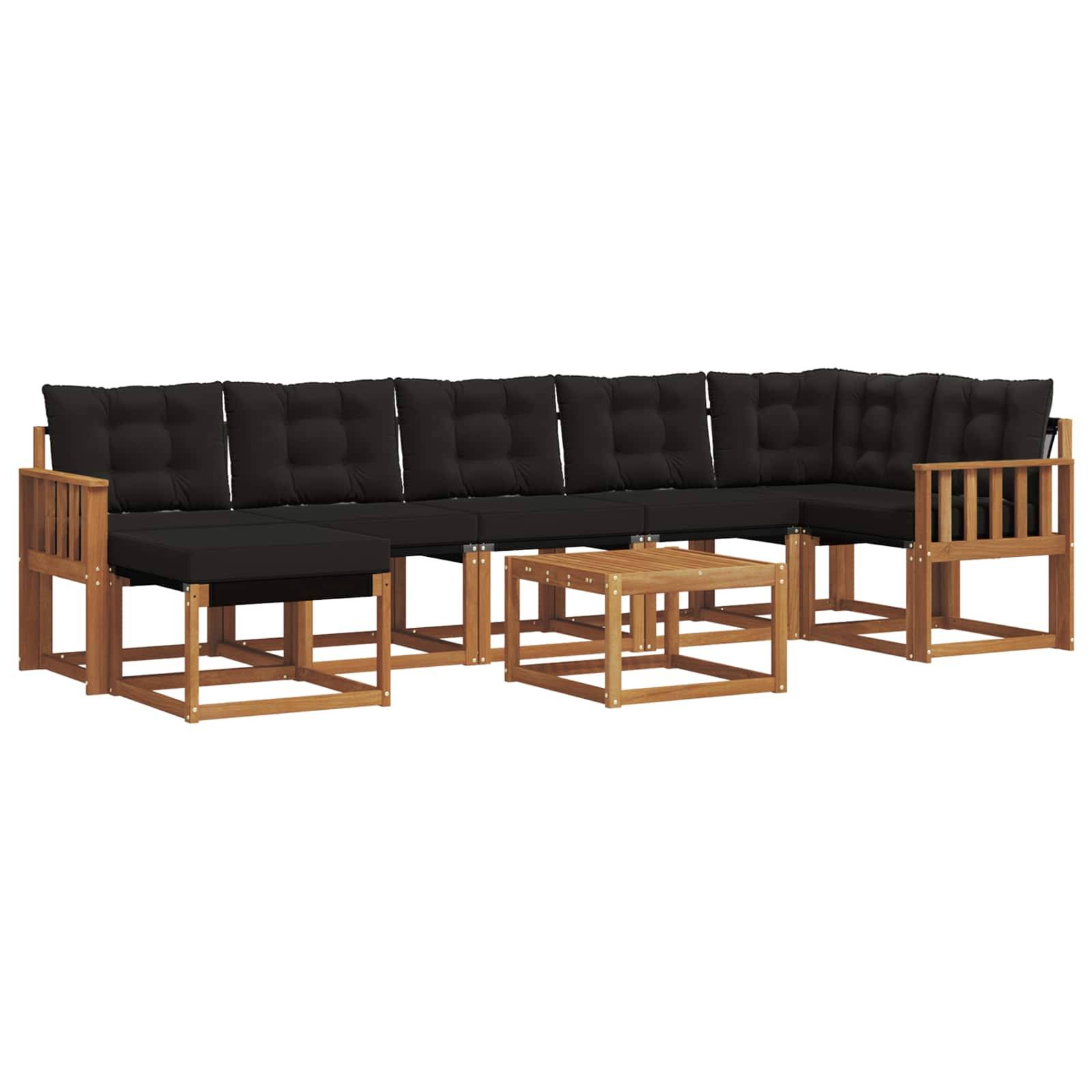 vidaXL Outdoor-Sofagarnitur mit Kissen 8 pcs Natürlich und Schwarz