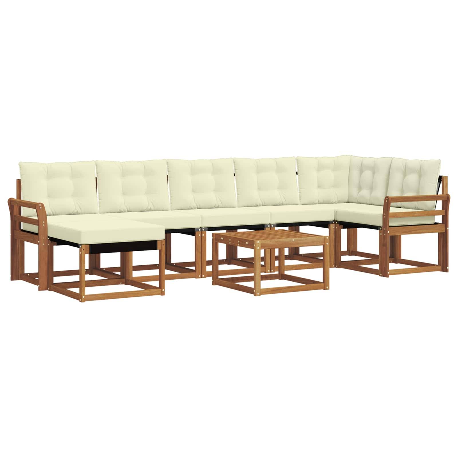 vidaXL Outdoor-Sofagarnitur mit Kissen 8 pcs Natur und Creme