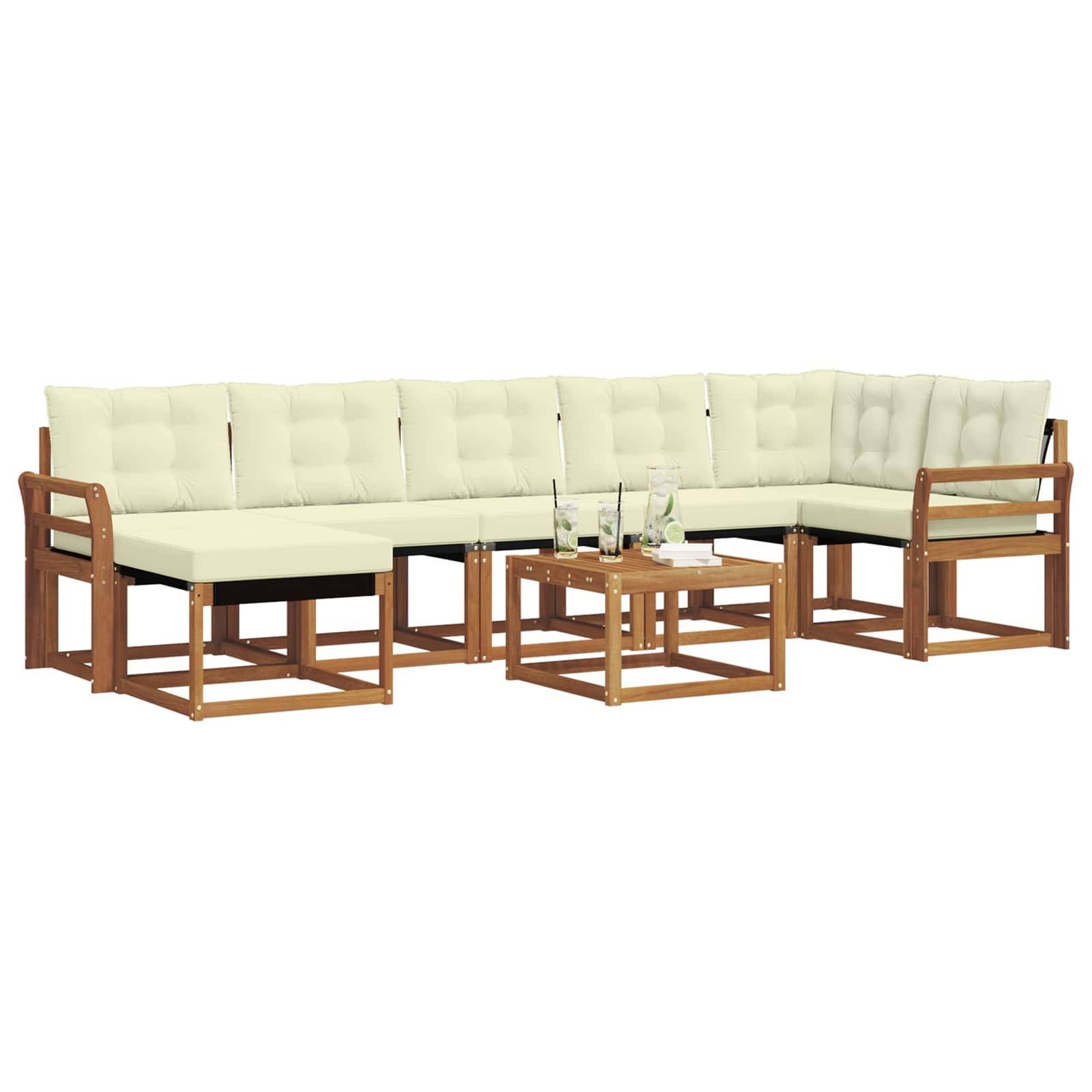 vidaXL Outdoor-Sofagarnitur mit Kissen 8 pcs Natur und Creme