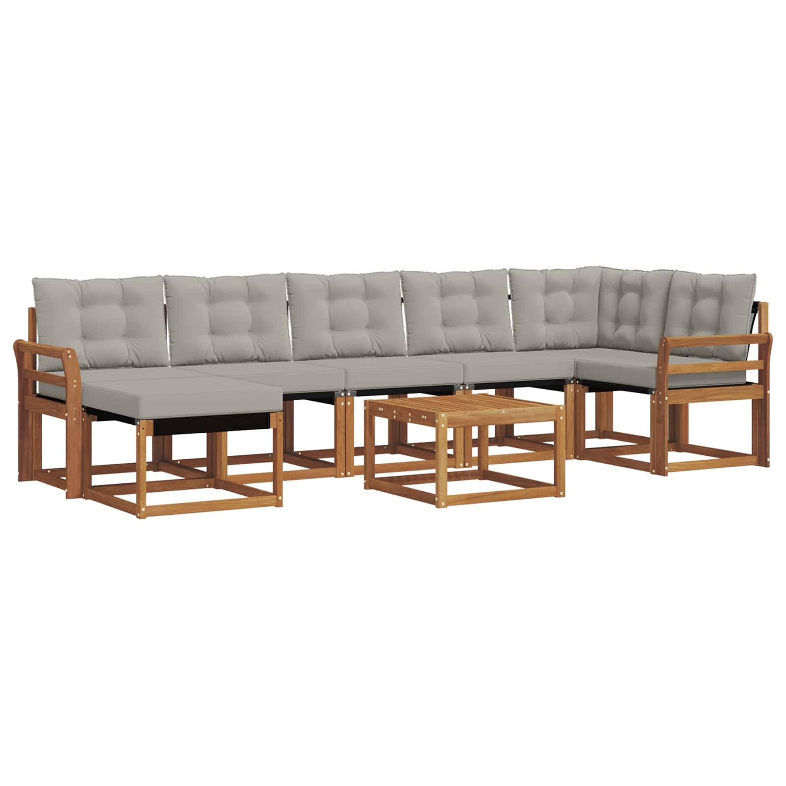 vidaXL Outdoor-Sofagarnitur mit Kissen 8 pcs Natürlich und Hellgrau