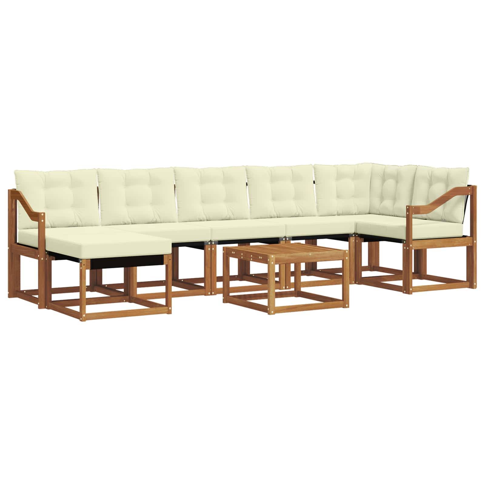 vidaXL Outdoor-Sofagarnitur mit Kissen 8 pcs Natur und Creme