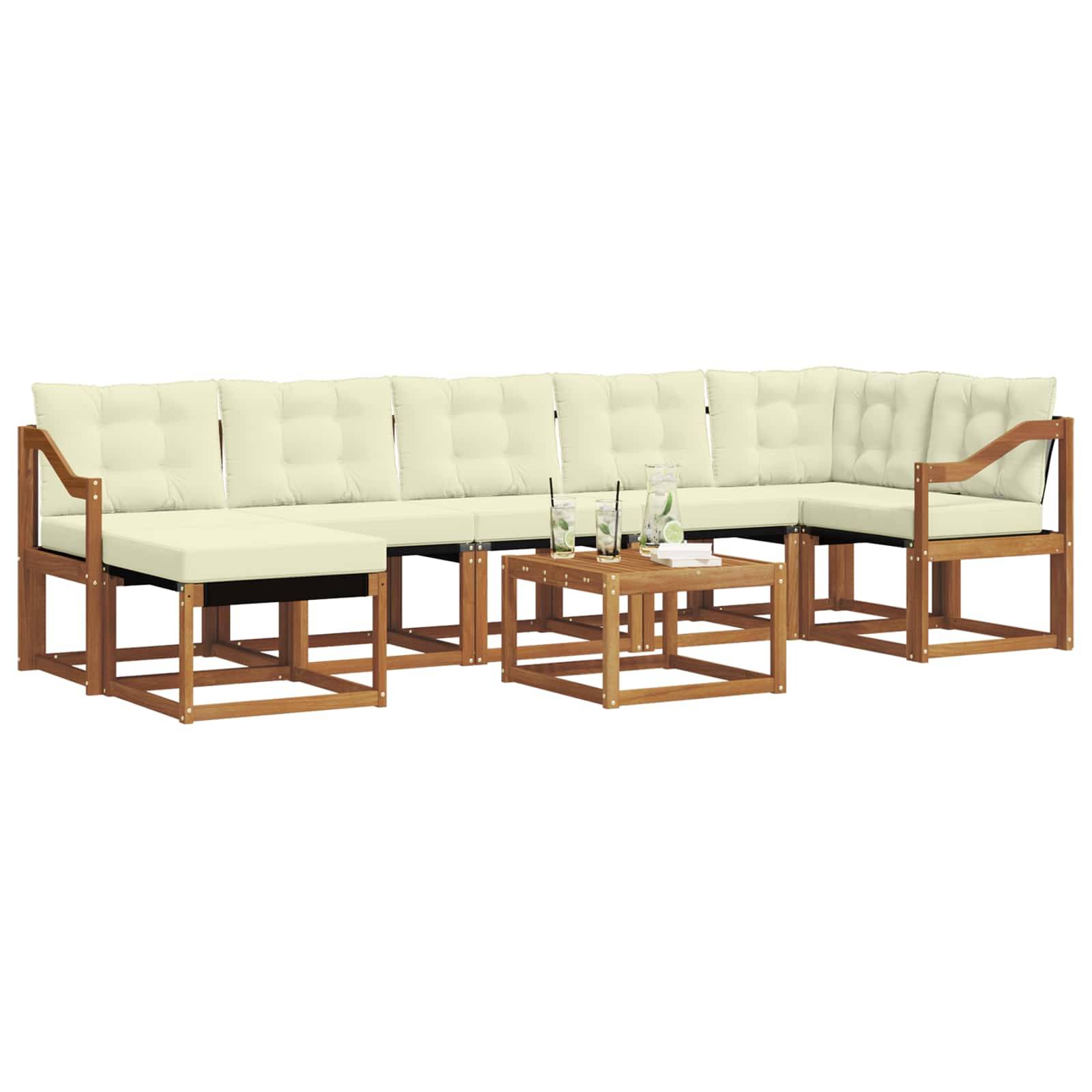 vidaXL Outdoor-Sofagarnitur mit Kissen 8 pcs Natur und Creme