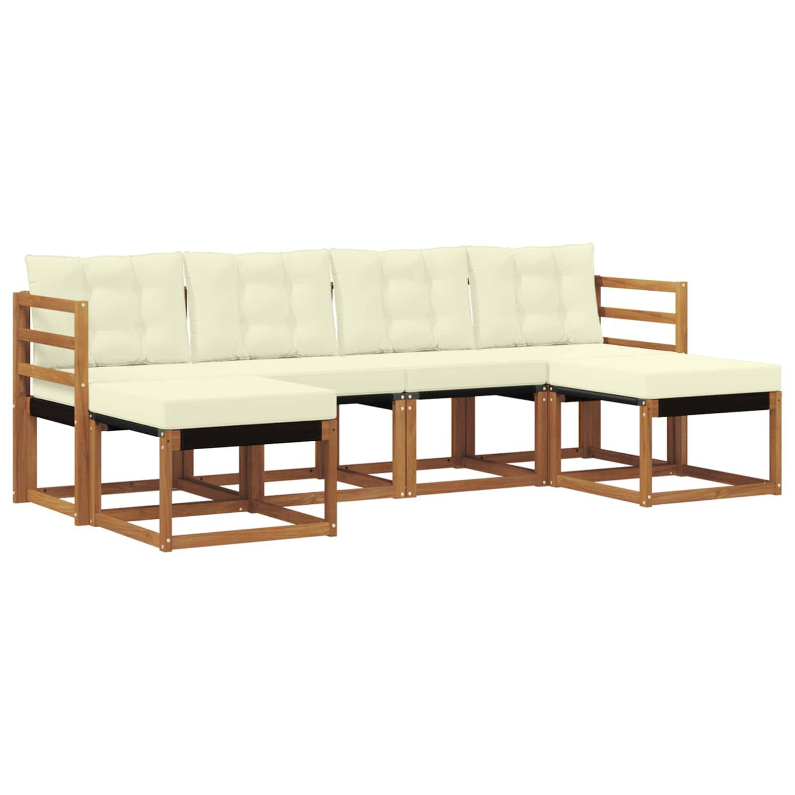 vidaXL Outdoor-Sofagarnitur mit Kissen 6 pcs Natur und Creme