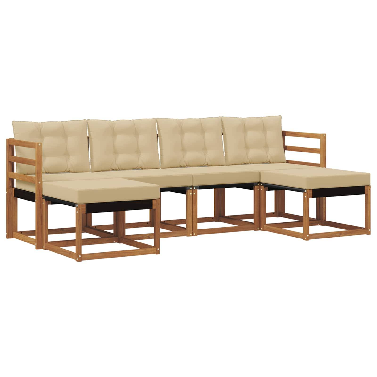 vidaXL Outdoor-Sofagarnitur mit Kissen 6 pcs Natur und Beige