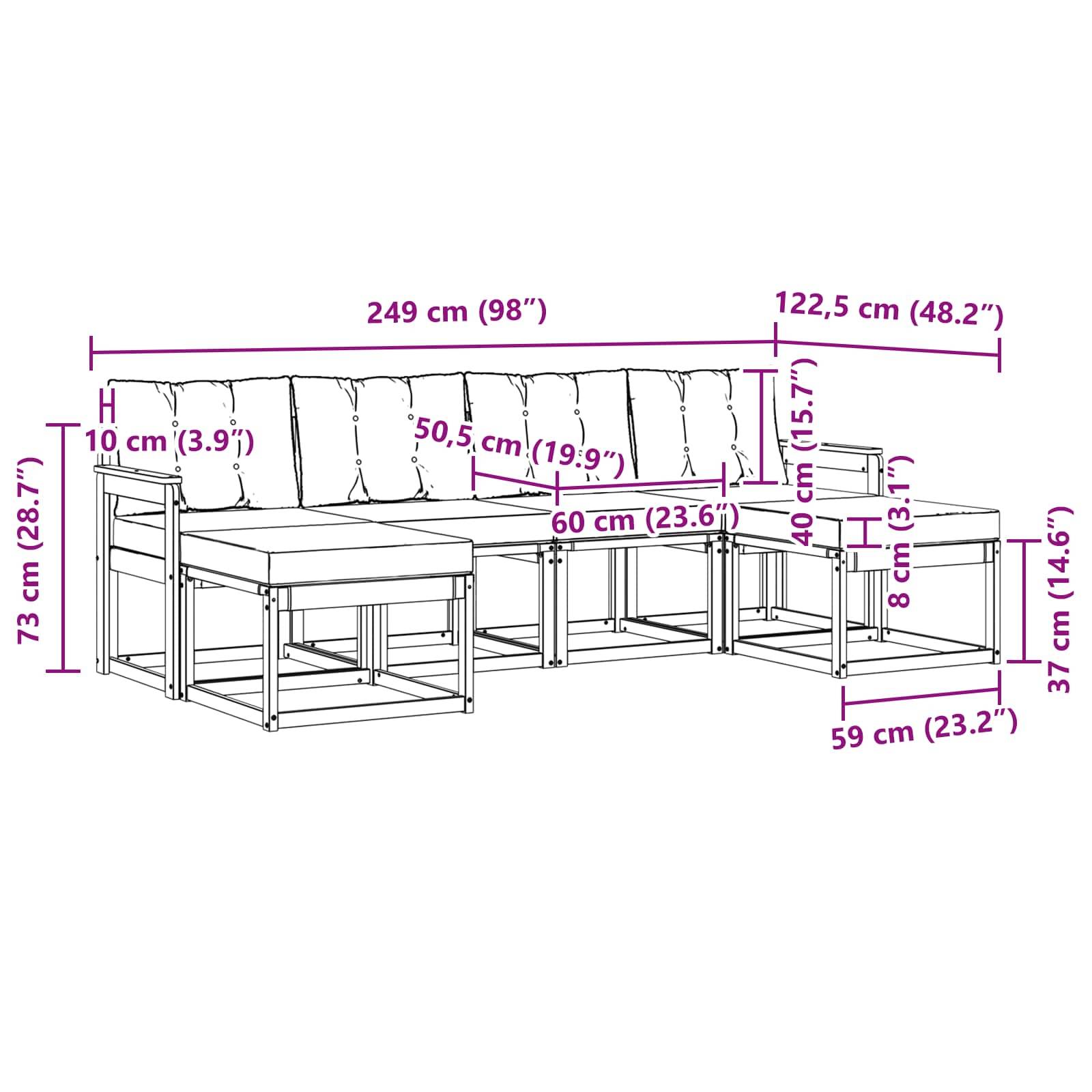 vidaXL Outdoor-Sofagarnitur mit Kissen 6 pcs Weiß und Beige