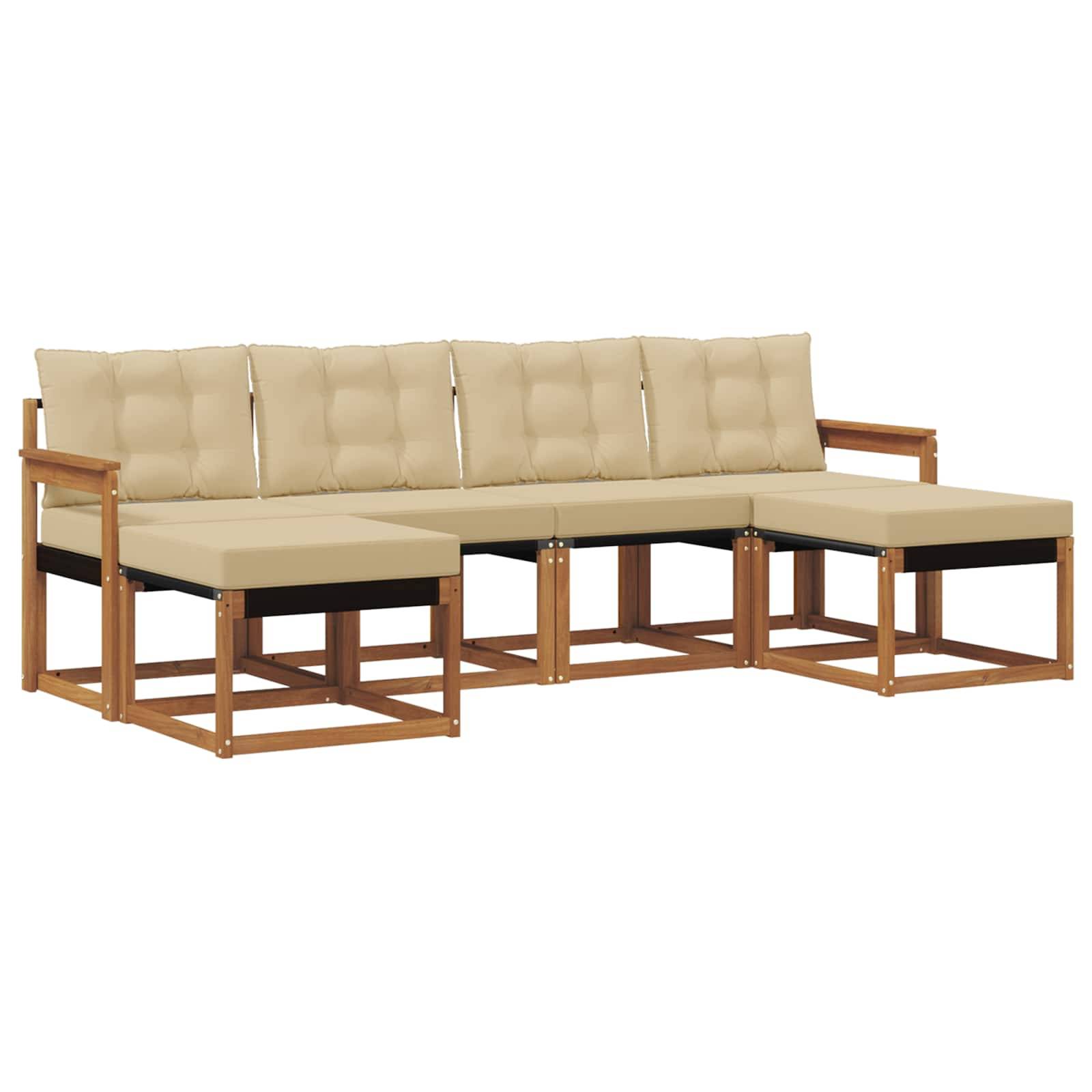 vidaXL Outdoor-Sofagarnitur mit Kissen 6 pcs Natur und Beige
