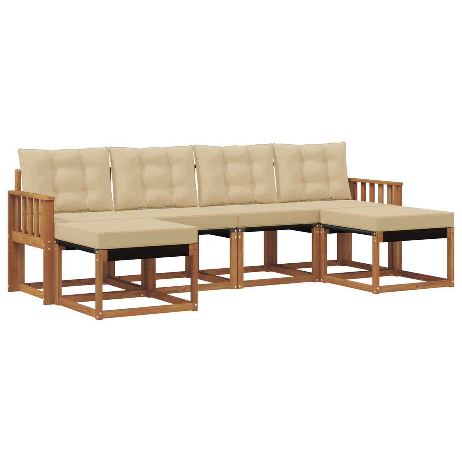 vidaXL Outdoor-Sofagarnitur mit Kissen 6 pcs Natur und Beige