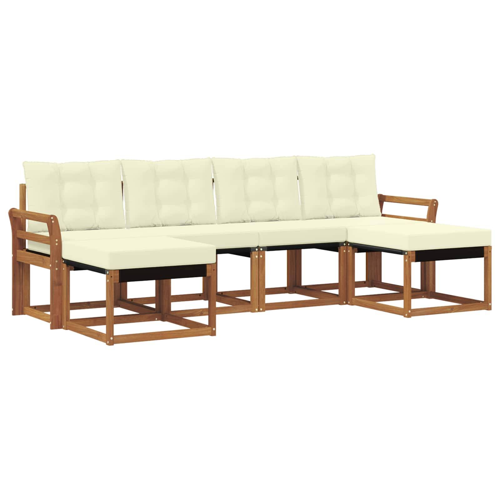 vidaXL Outdoor-Sofagarnitur mit Kissen 6 pcs Natur und Creme