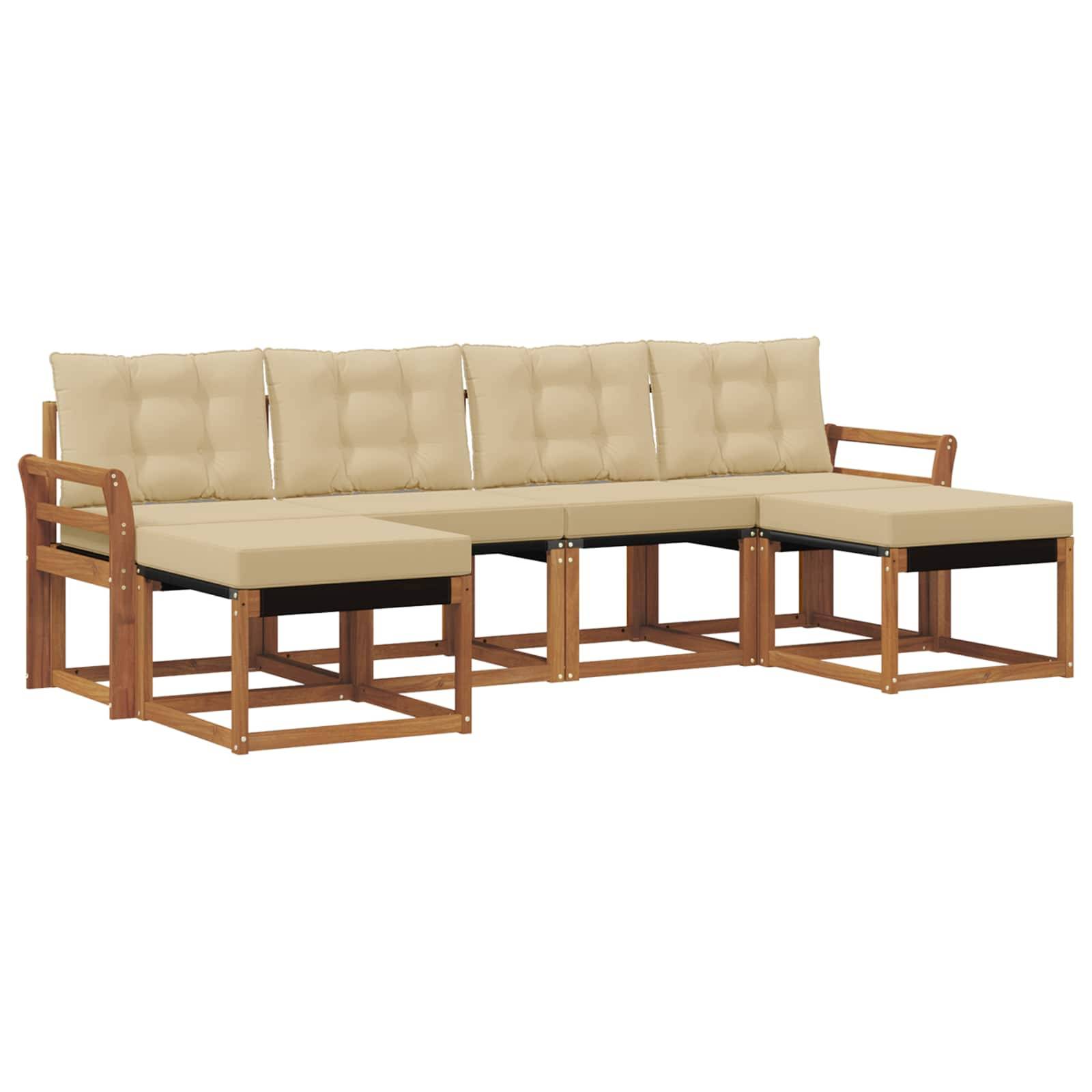 vidaXL Outdoor-Sofagarnitur mit Kissen 6 pcs Natur und Beige