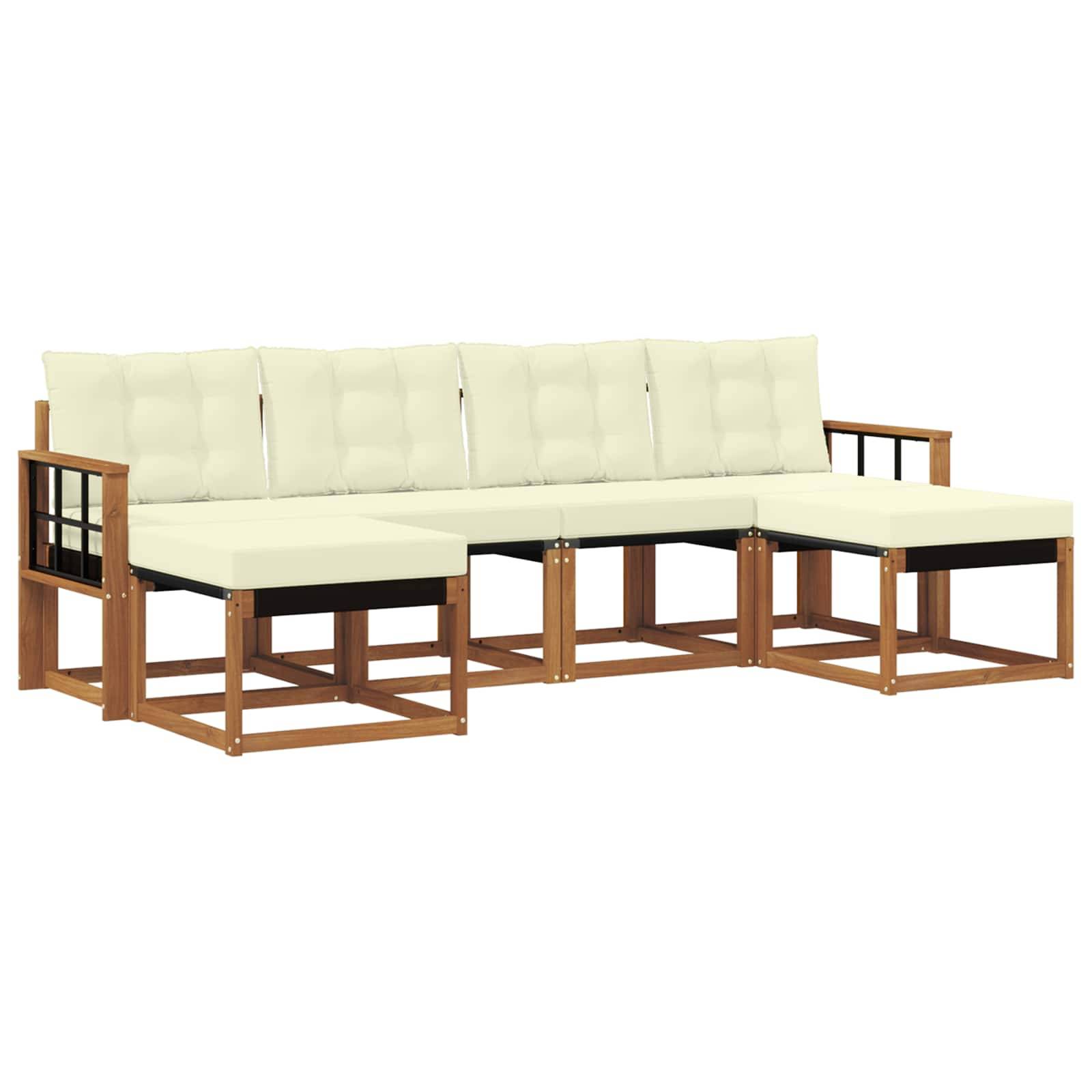vidaXL Outdoor-Sofagarnitur mit Kissen 6 pcs Natur und Creme