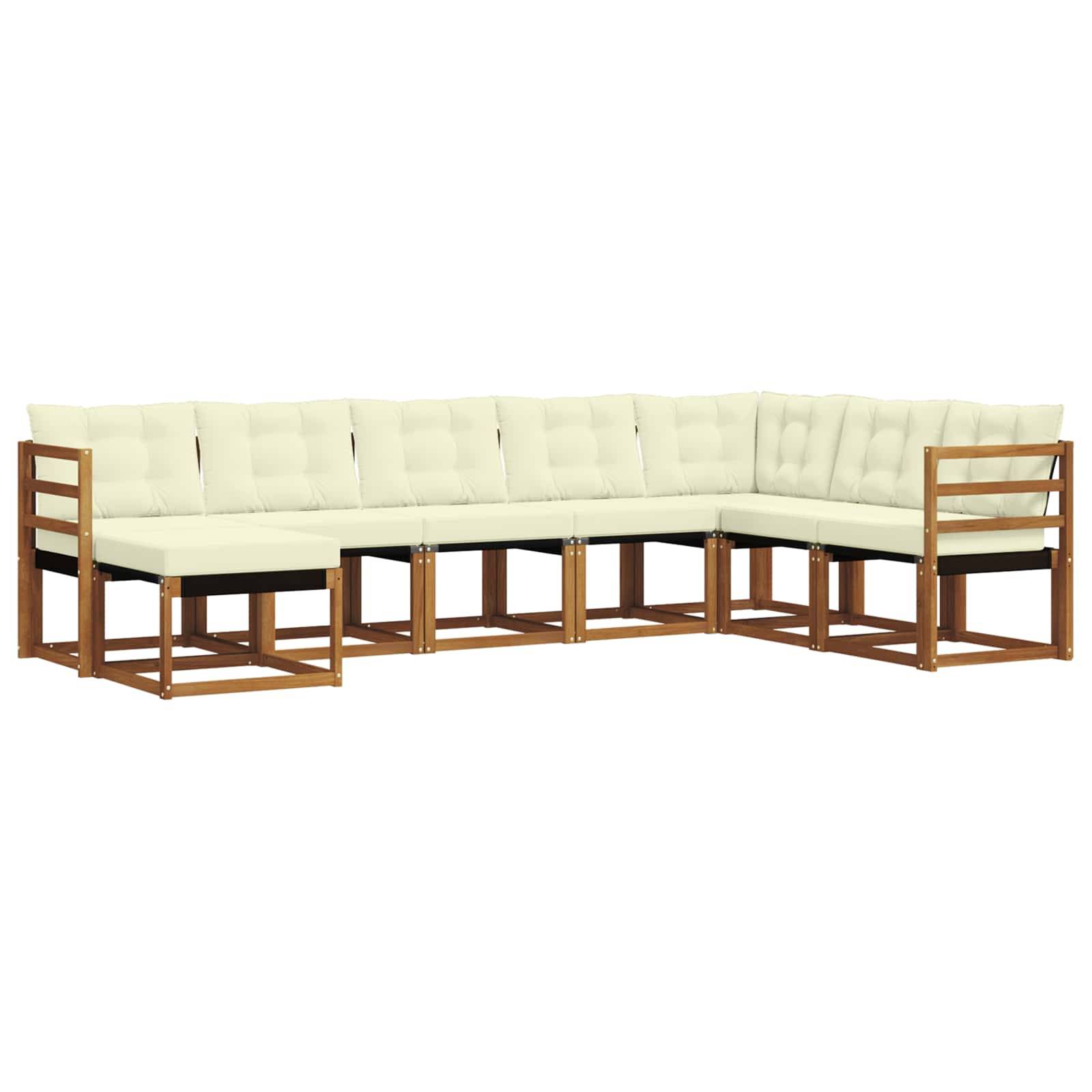 vidaXL Outdoor-Sofagarnitur mit Kissen 8 pcs Natur und Creme