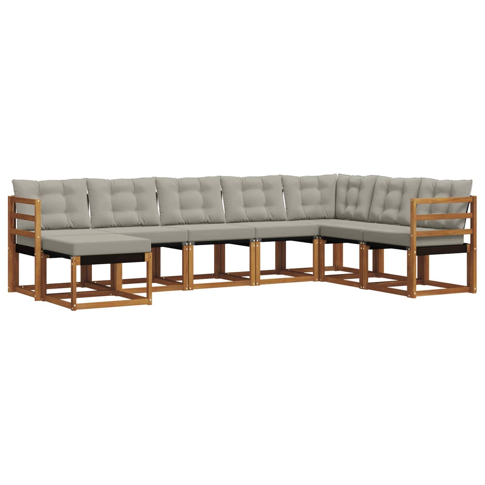 vidaXL Outdoor-Sofagarnitur mit Kissen 8 pcs Natürlich und Hellgrau