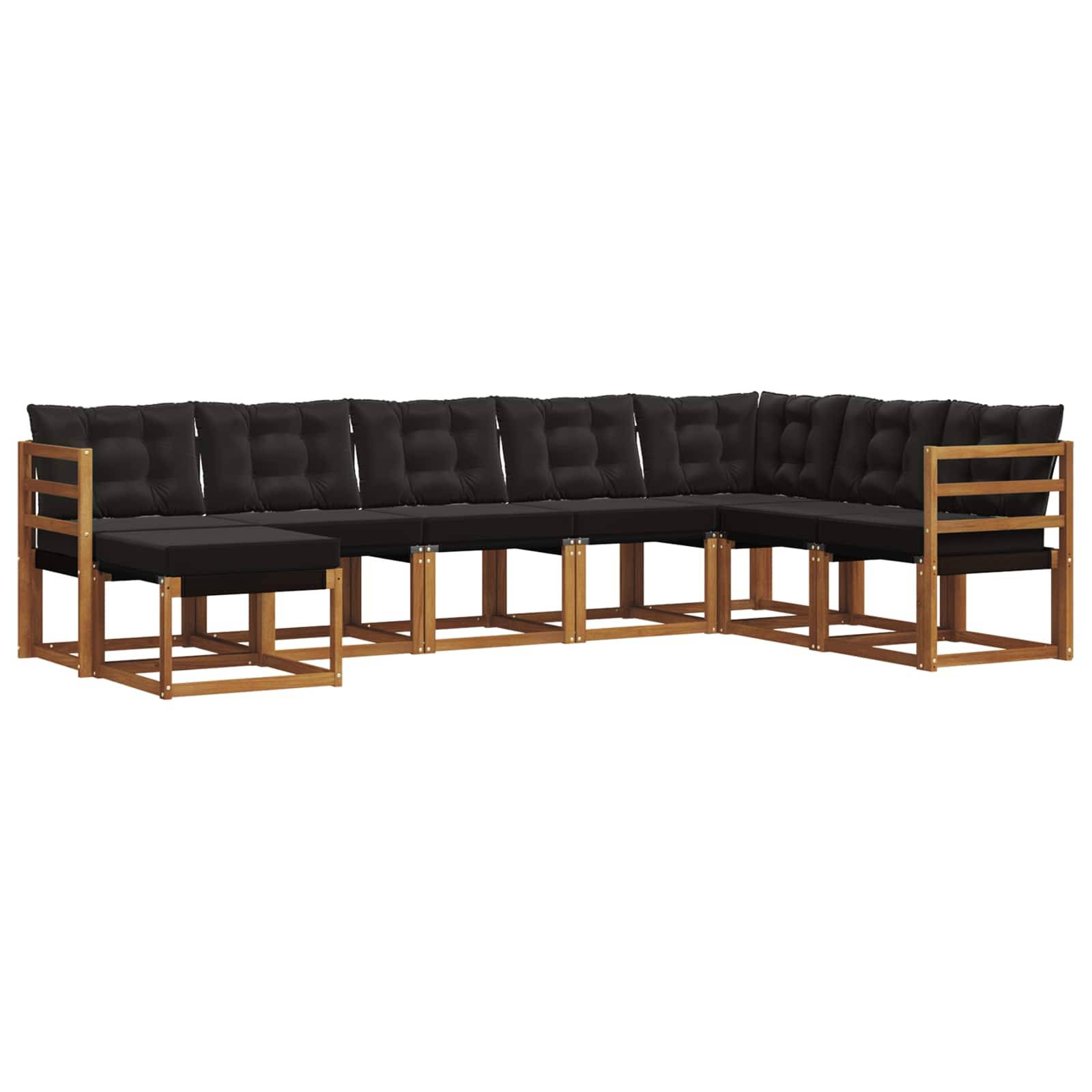 vidaXL Outdoor-Sofagarnitur mit Kissen 8 pcs Natürlich und Schwarz
