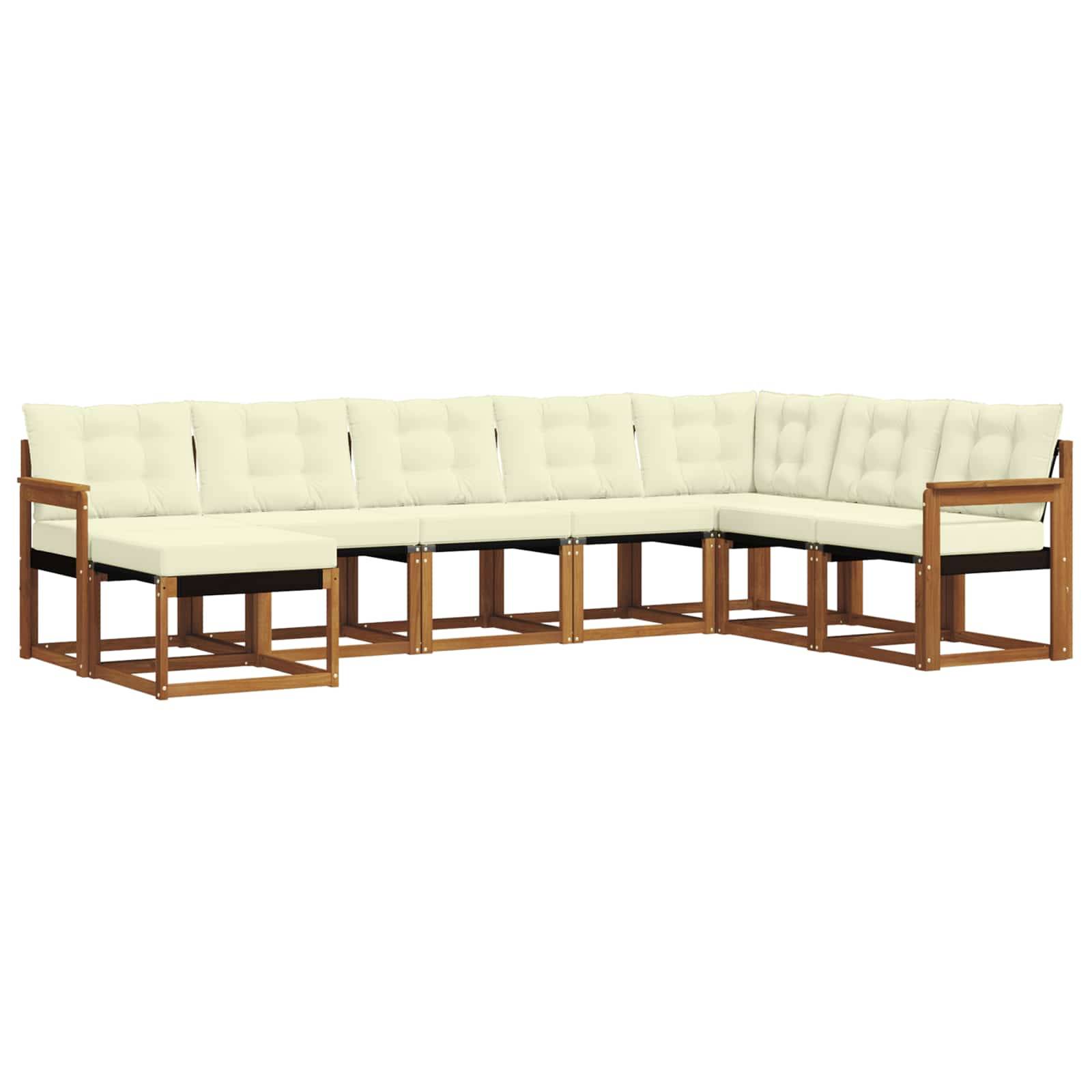 vidaXL Outdoor-Sofagarnitur mit Kissen 8 pcs Natur und Creme