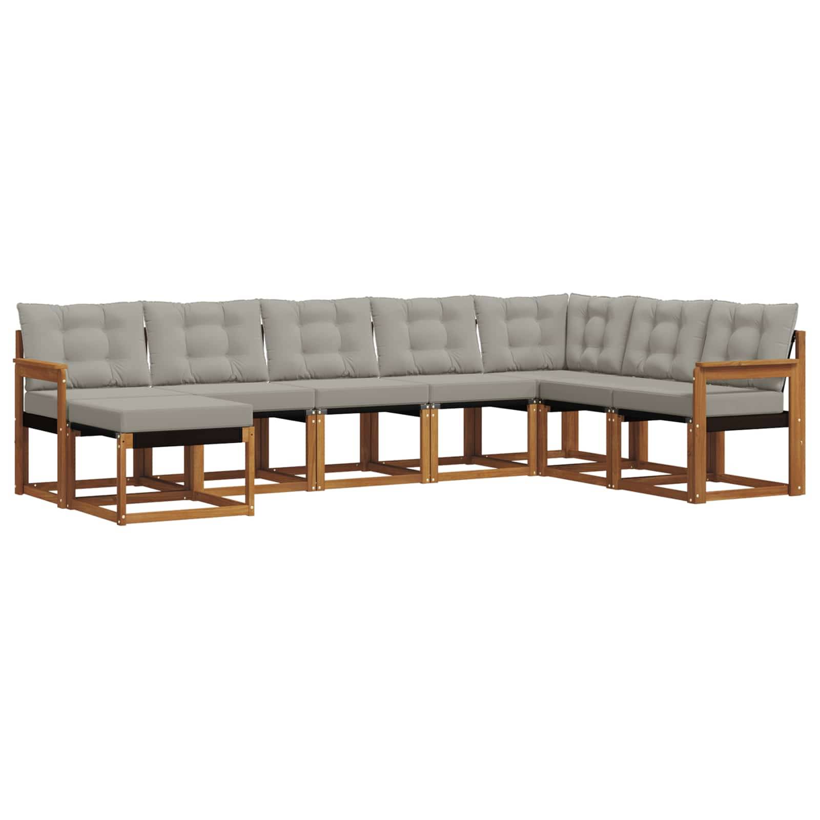 vidaXL Outdoor-Sofagarnitur mit Kissen 8 pcs Natürlich und Hellgrau
