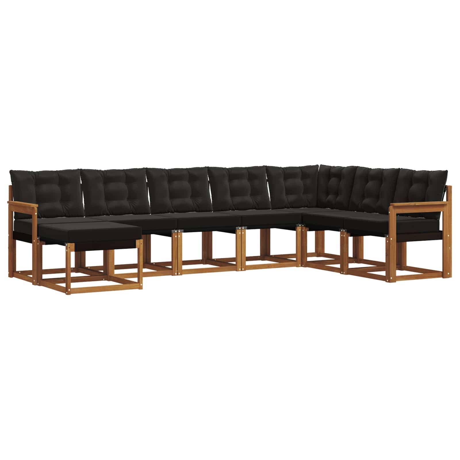 vidaXL Outdoor-Sofagarnitur mit Kissen 8 pcs Natürlich und Schwarz