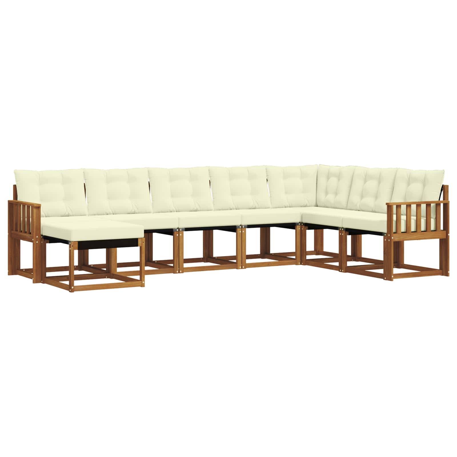 vidaXL Outdoor-Sofagarnitur mit Kissen 8 pcs Natur und Creme