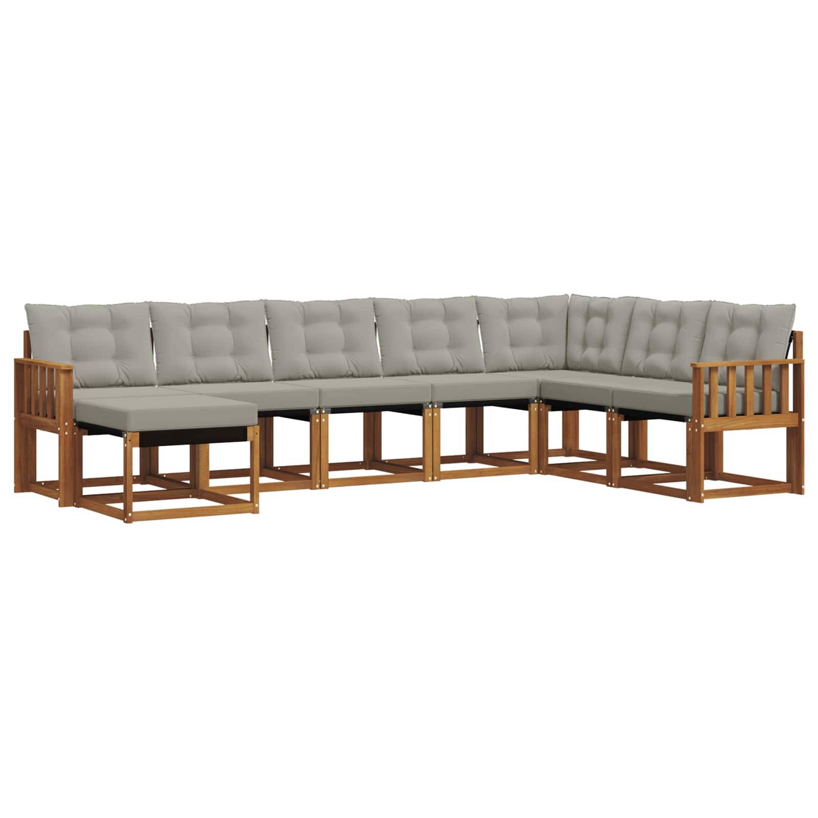 vidaXL Outdoor-Sofagarnitur mit Kissen 8 pcs Natürlich und Hellgrau