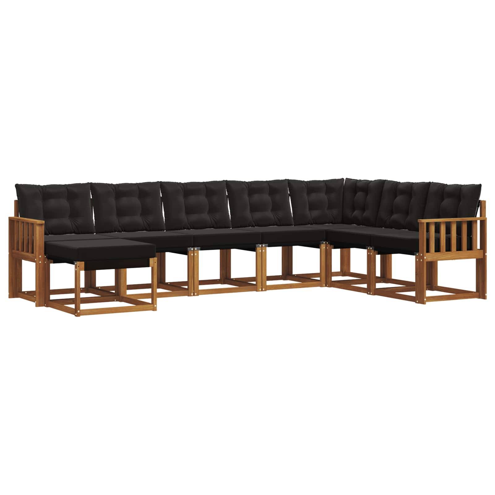 vidaXL Outdoor-Sofagarnitur mit Kissen 8 pcs Natürlich und Schwarz