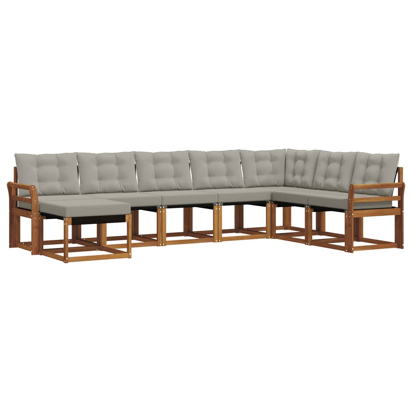vidaXL Outdoor-Sofagarnitur mit Kissen 8 pcs Natürlich und Hellgrau