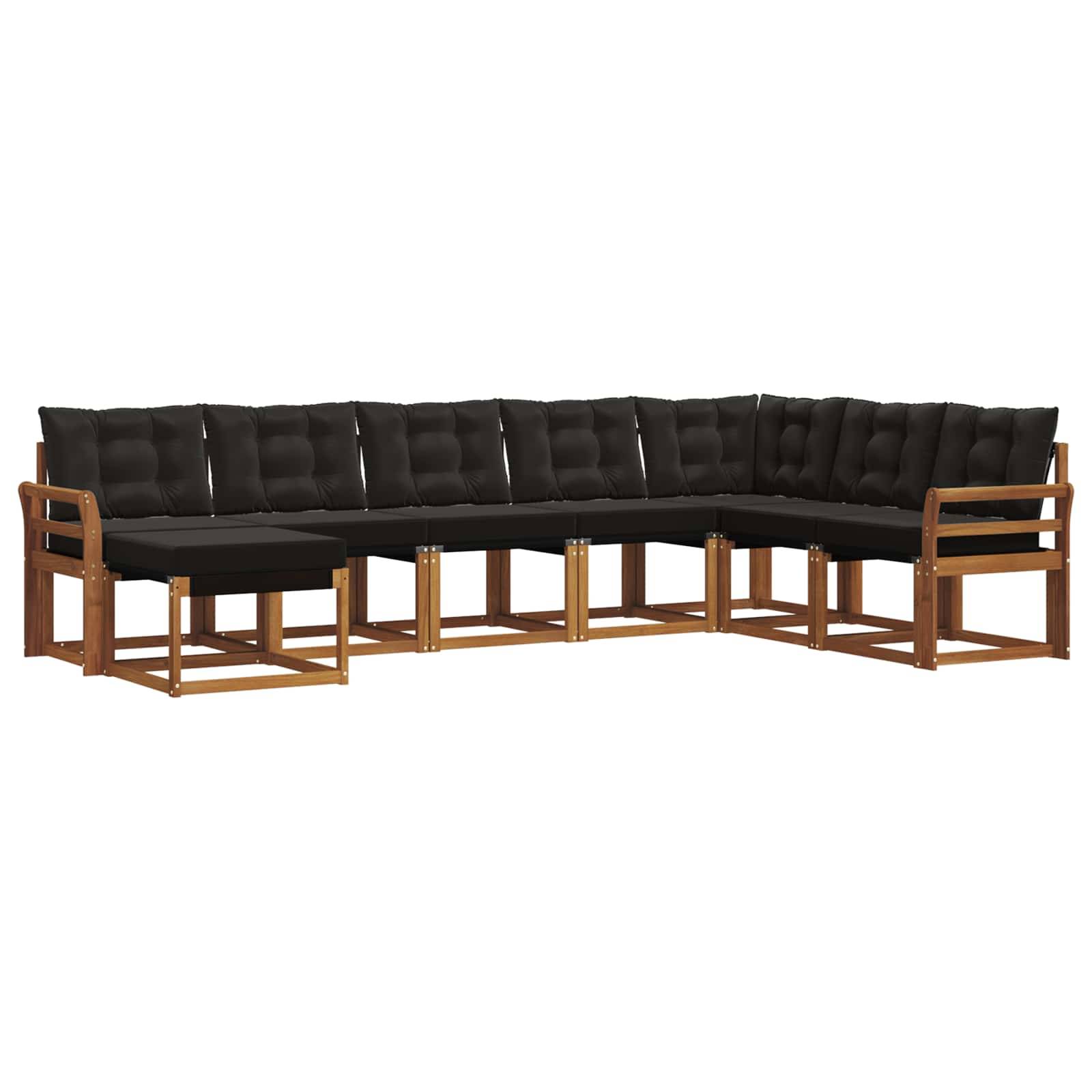 vidaXL Outdoor-Sofagarnitur mit Kissen 8 pcs Natürlich und Schwarz
