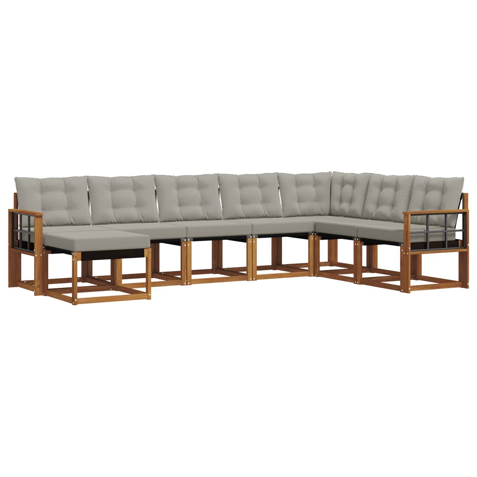 vidaXL Outdoor-Sofagarnitur mit Kissen 8 pcs Natürlich und Hellgrau