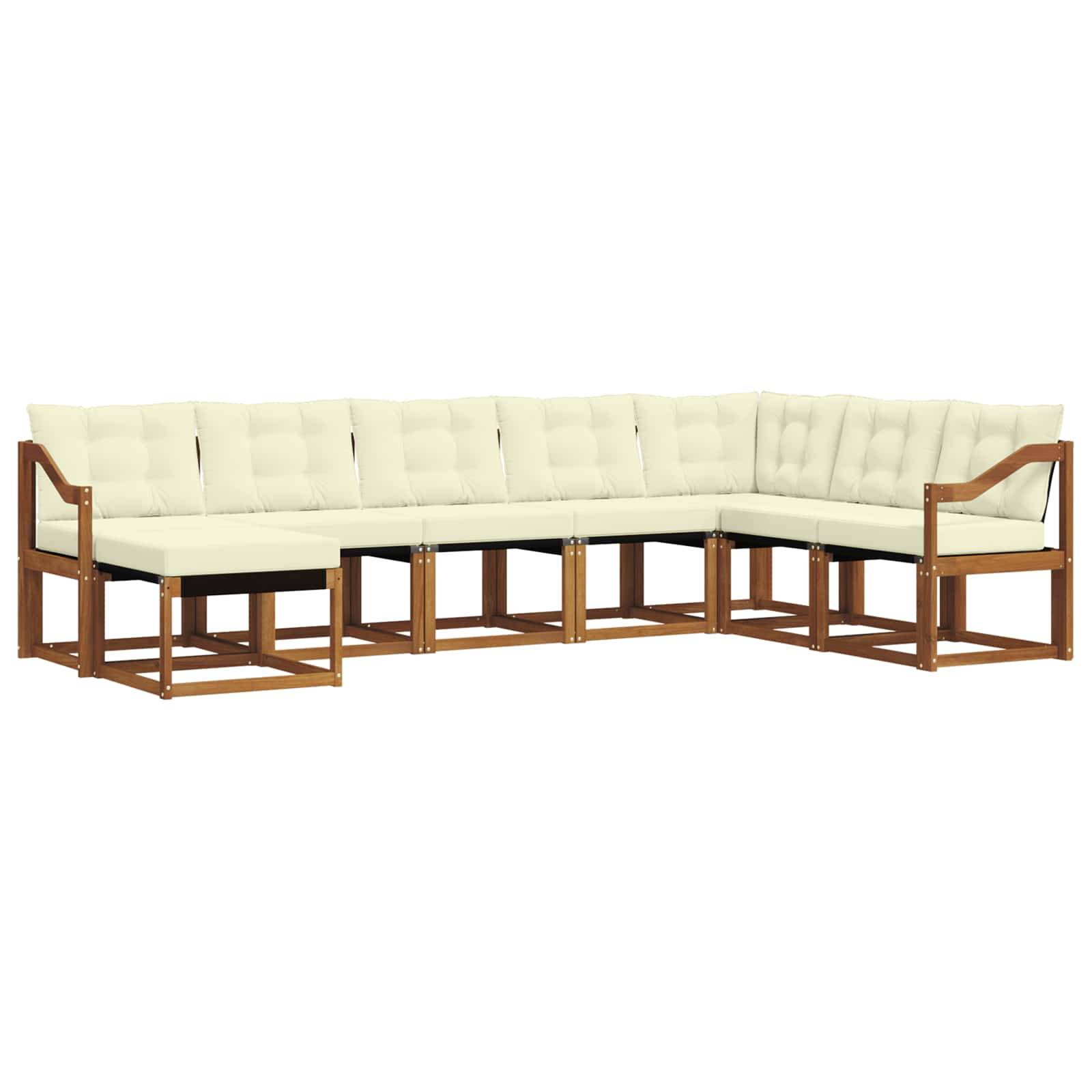 vidaXL Outdoor-Sofagarnitur mit Kissen 8 pcs Natur und Creme