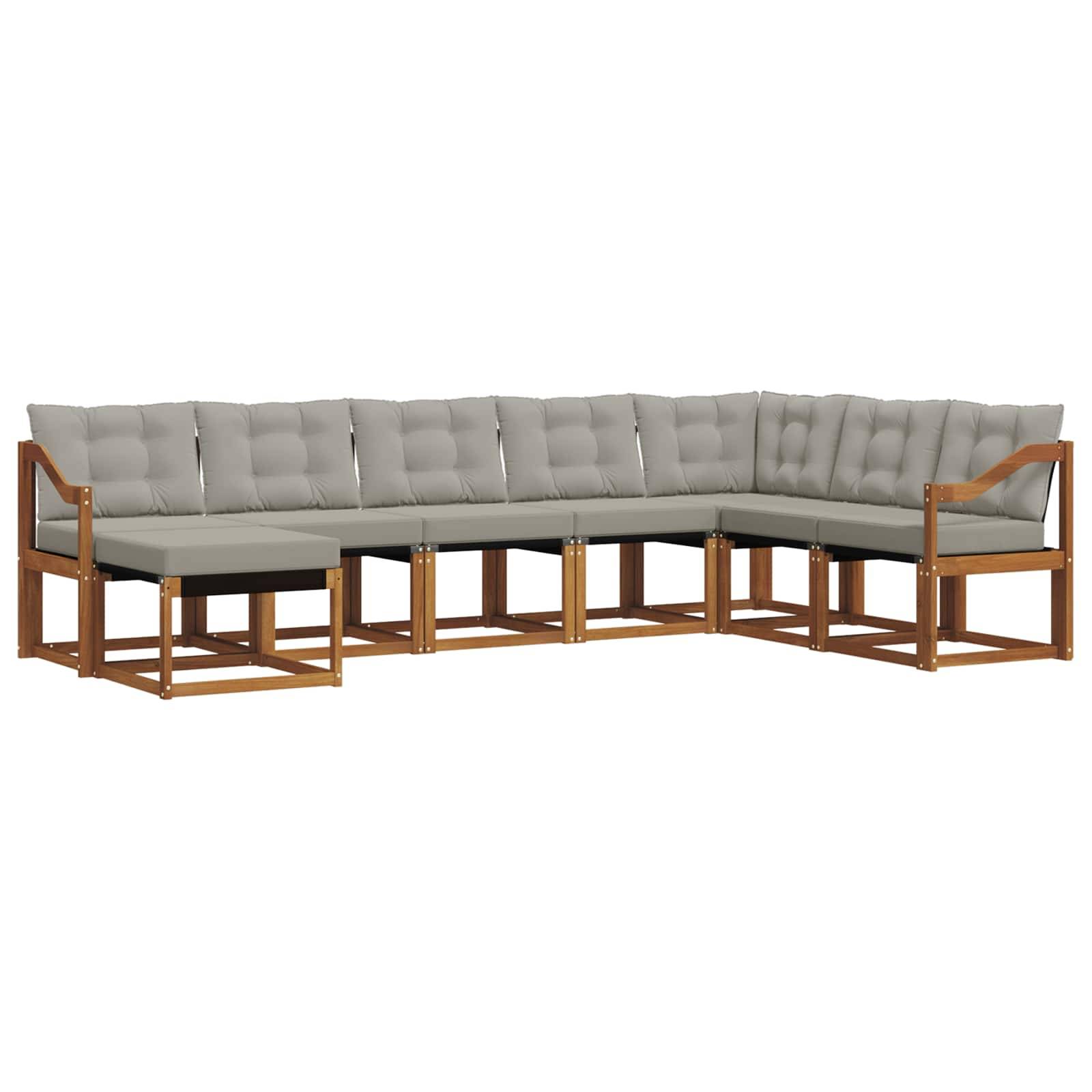 vidaXL Outdoor-Sofagarnitur mit Kissen 8 pcs Natürlich und Hellgrau