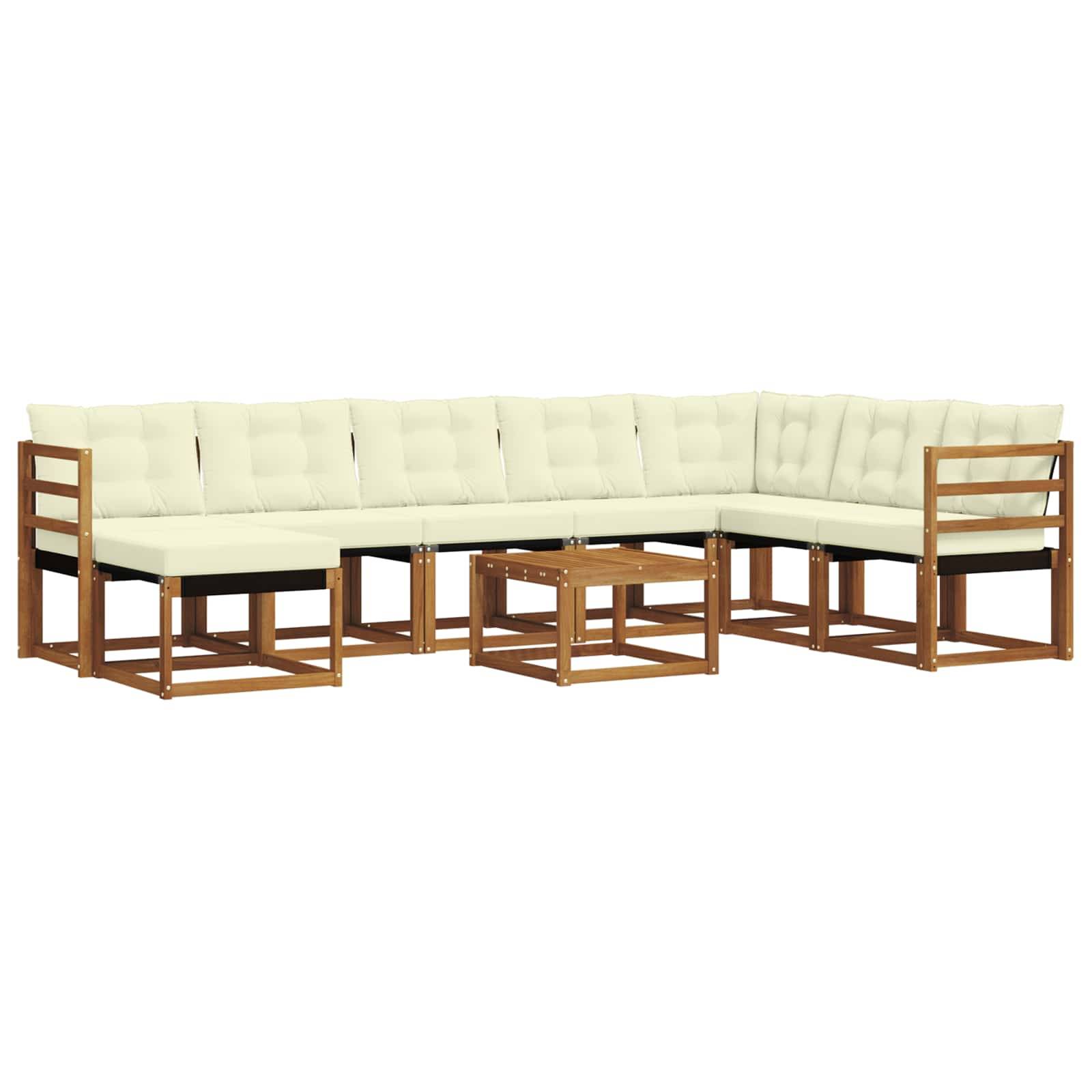 vidaXL Outdoor-Sofagarnitur mit Kissen 9 pcs Natur und Creme