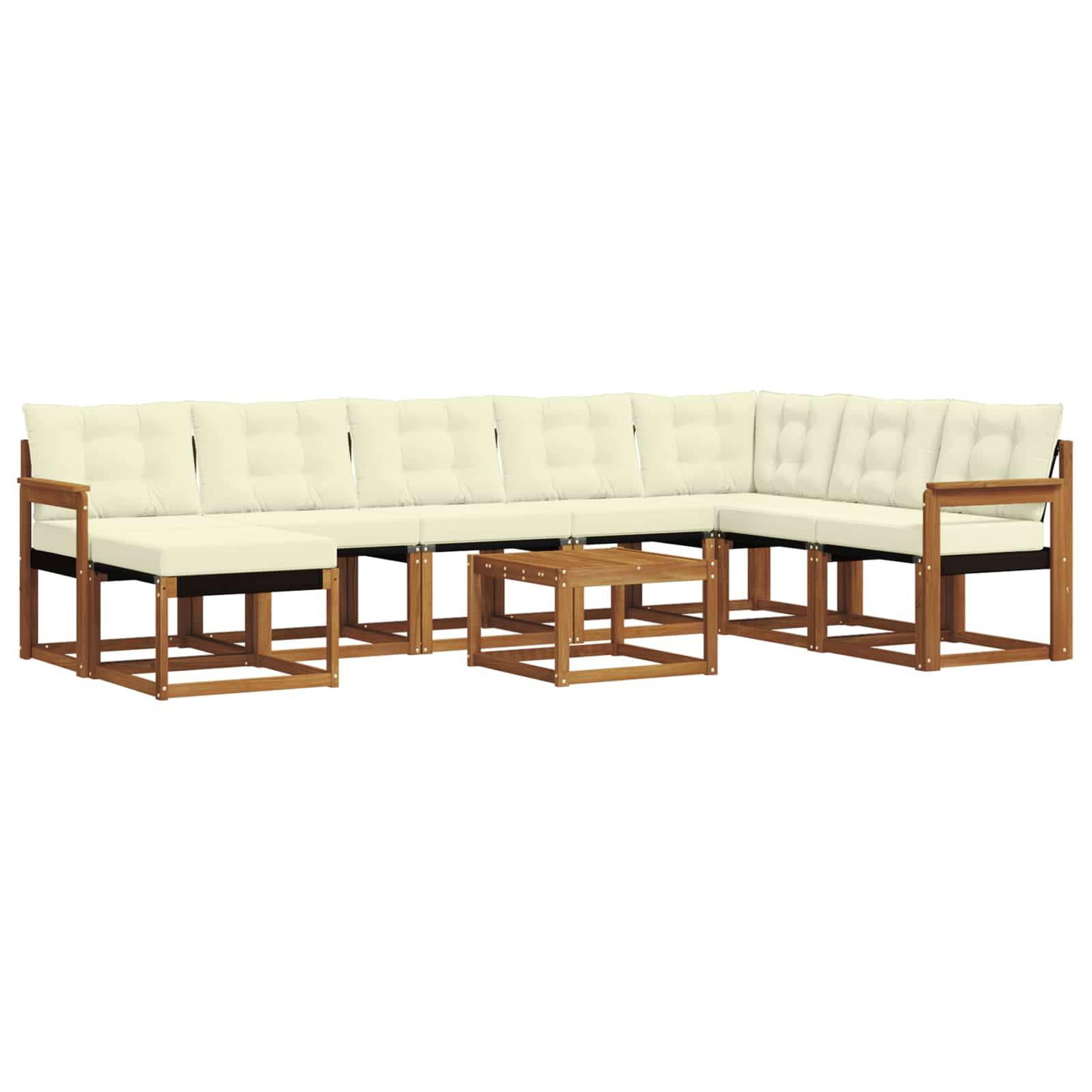 vidaXL Outdoor-Sofagarnitur mit Kissen 9 pcs Natur und Creme