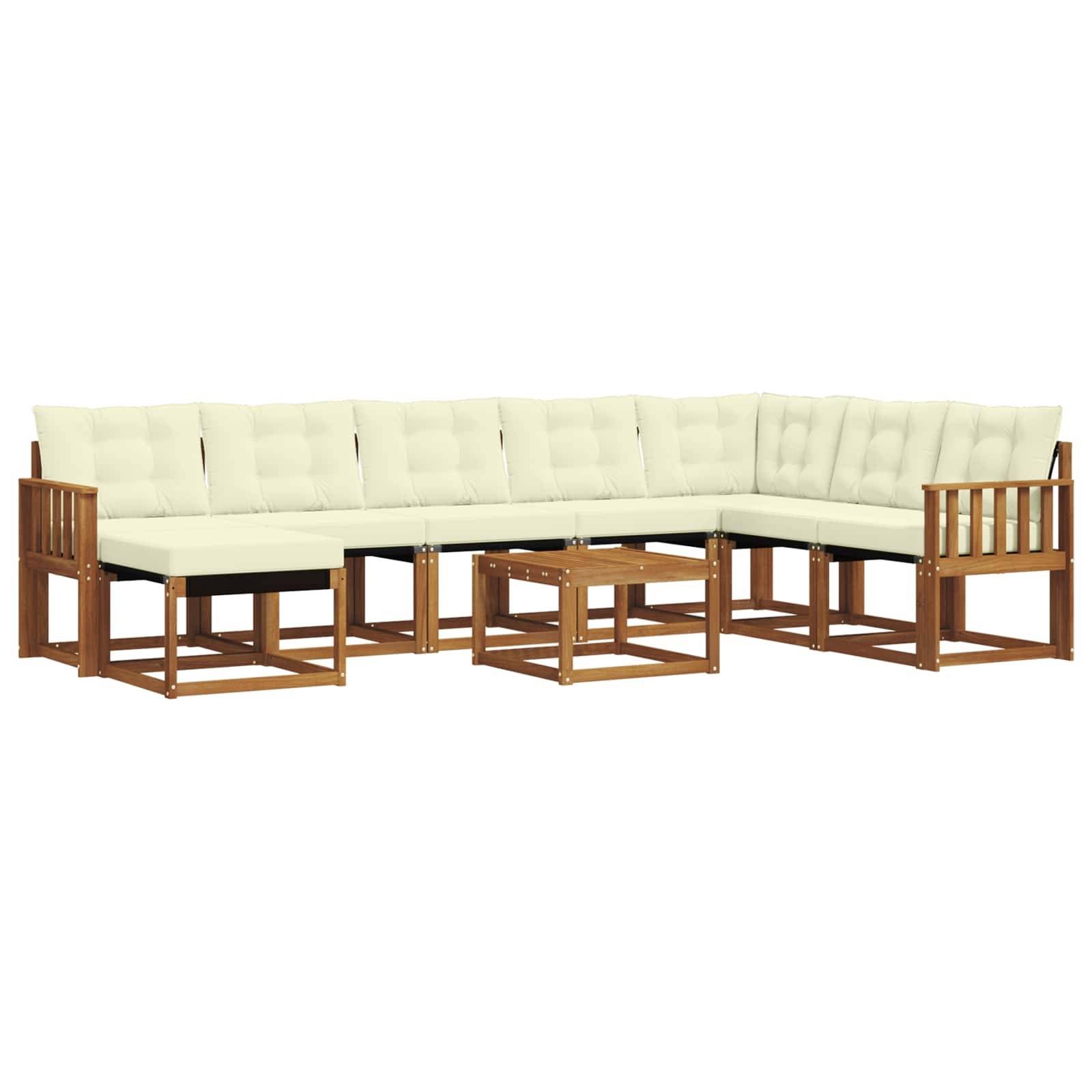 vidaXL Outdoor-Sofagarnitur mit Kissen 9 pcs Natur und Creme